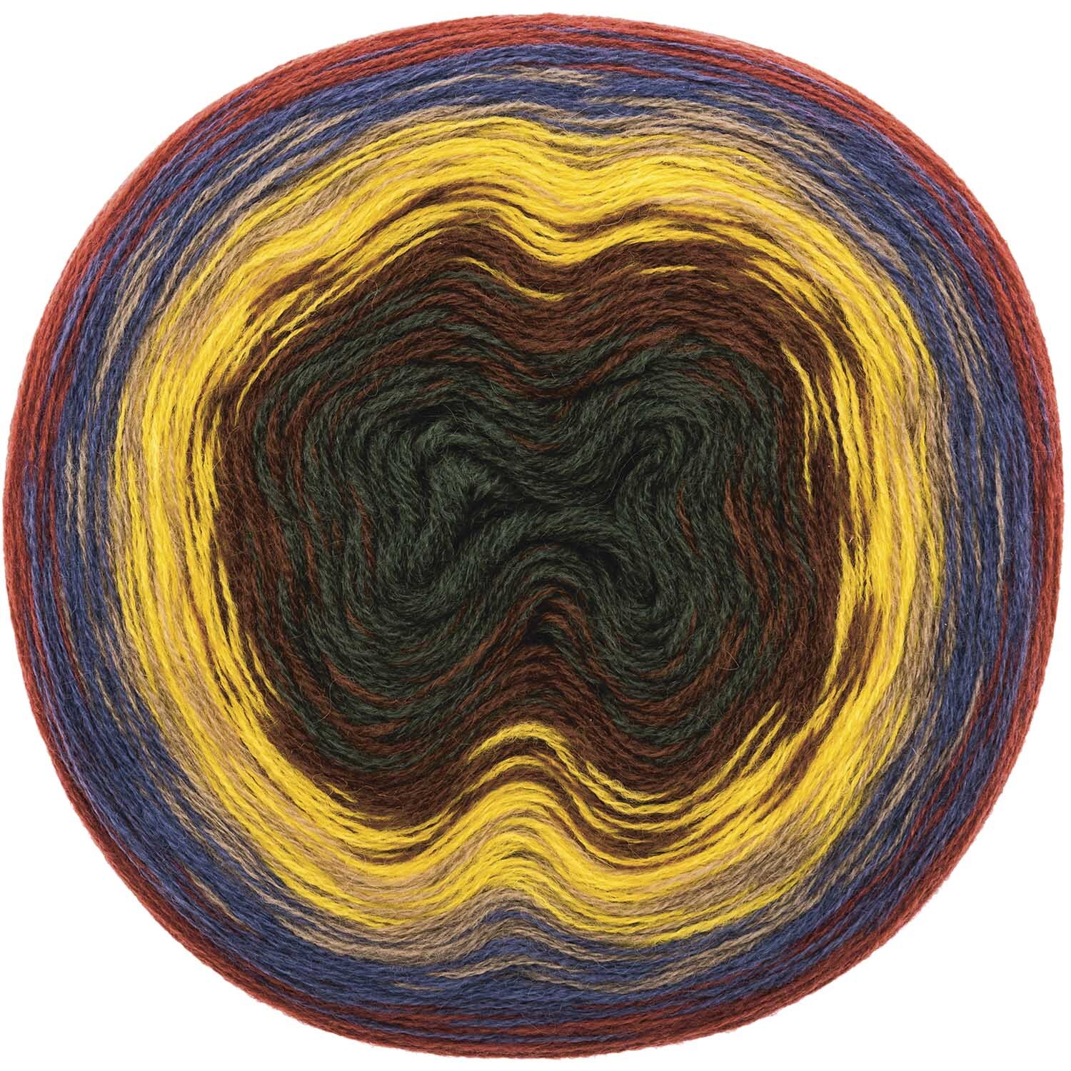 Creative Wool Dégradé Super6 von Rico Design: Farbverlaufsgarn in Multicolor, 200g, 800m, zeigt lebendige, ineinander übergehende Farbtöne.