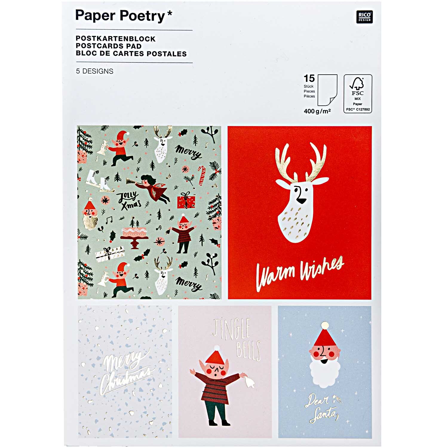 Paper Poetry Postkartenblock Jolly Christmas Classic 12,5x17,6cm Paper Poetry Postkartenblock Jolly Christmas Classic 12,5x17,6cm