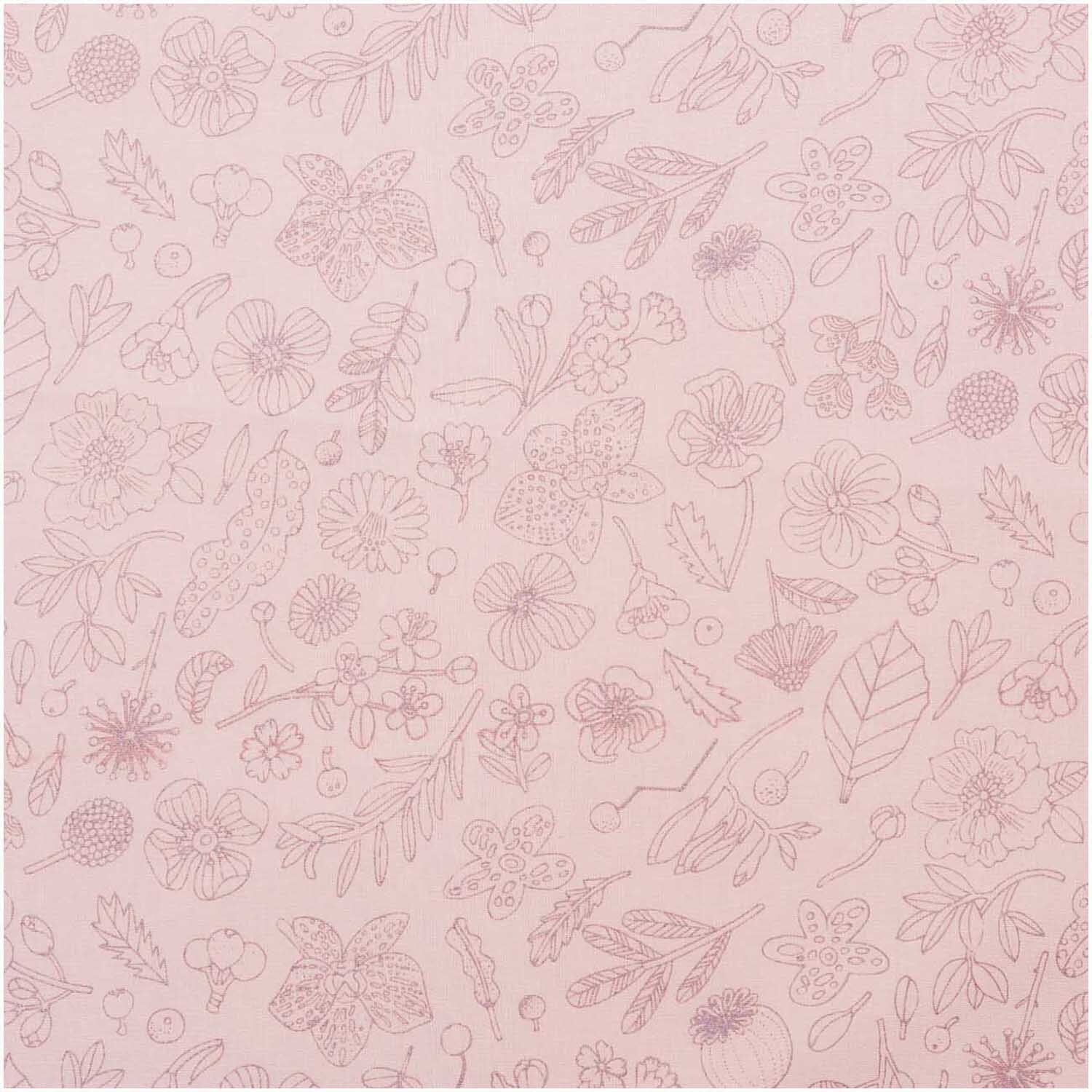 Druckstoff Hygge Blumen rosa-metallic 50x140cm Druckstoff Hygge Blumen rosa-metallic 50x140cm