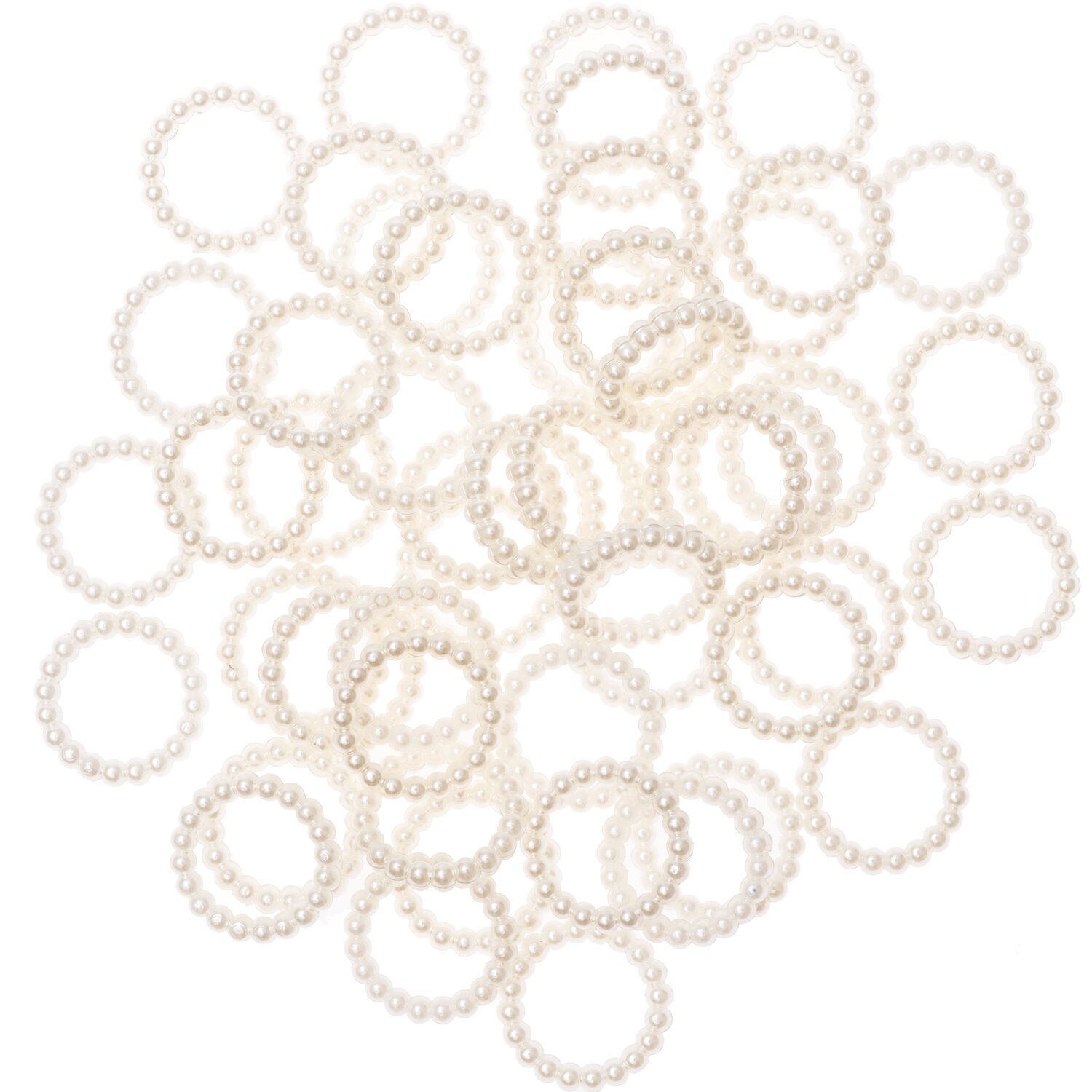 Perlenstreu Ring klein perlmutt 50 Stück, dekorative weiße Ringe, ideal für Bastelprojekte.