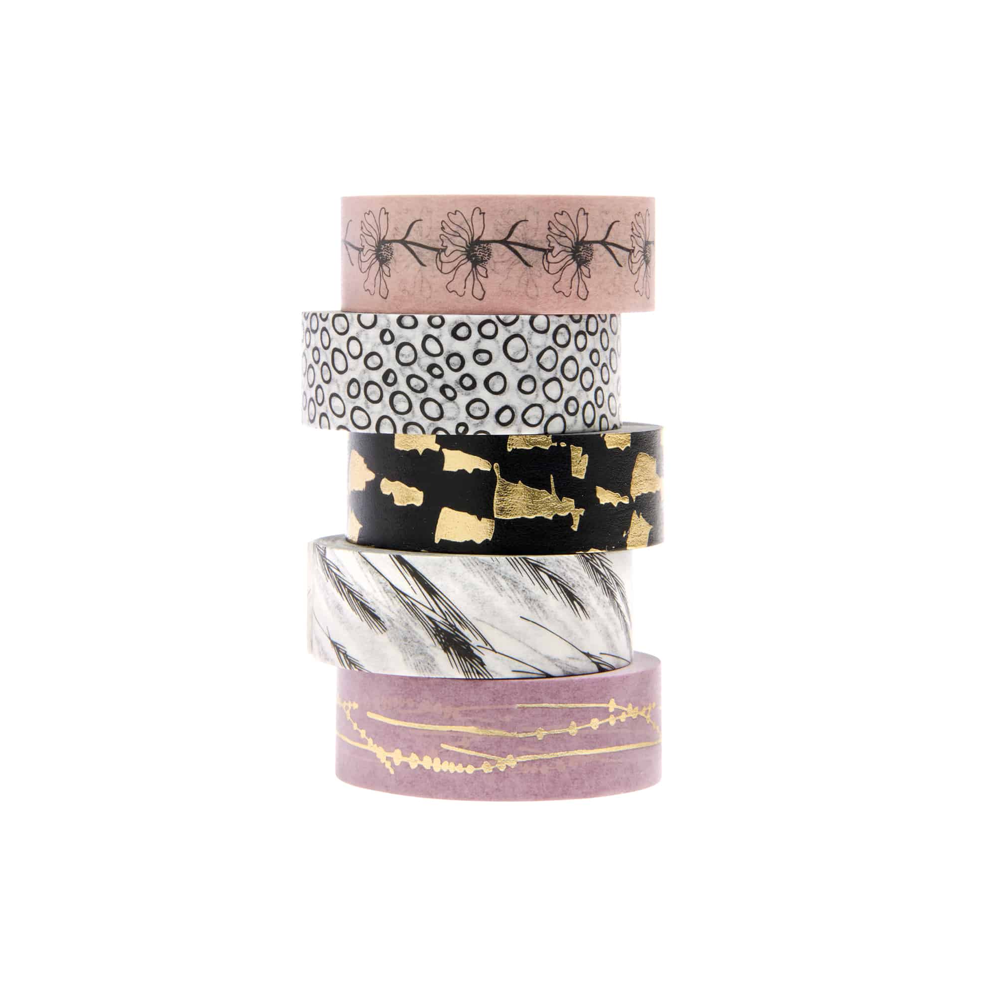 Ein Stapel Washi Tape in rauchigen Tönen