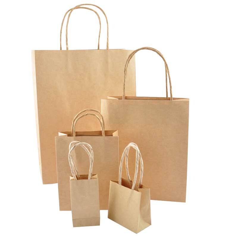 Papiertüte natur von Rico Design: Vier umweltfreundliche, braune Papiertüten in verschiedenen Größen mit Griffen. Ideal für nachhaltiges Einkaufen.