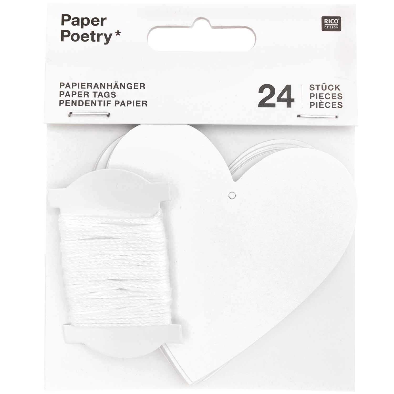 Paper Poetry Papieranhänger Herzen weiß 8x8cm 24 Stück Paper Poetry Papieranhänger Herzen weiß 8x8cm 24 Stück