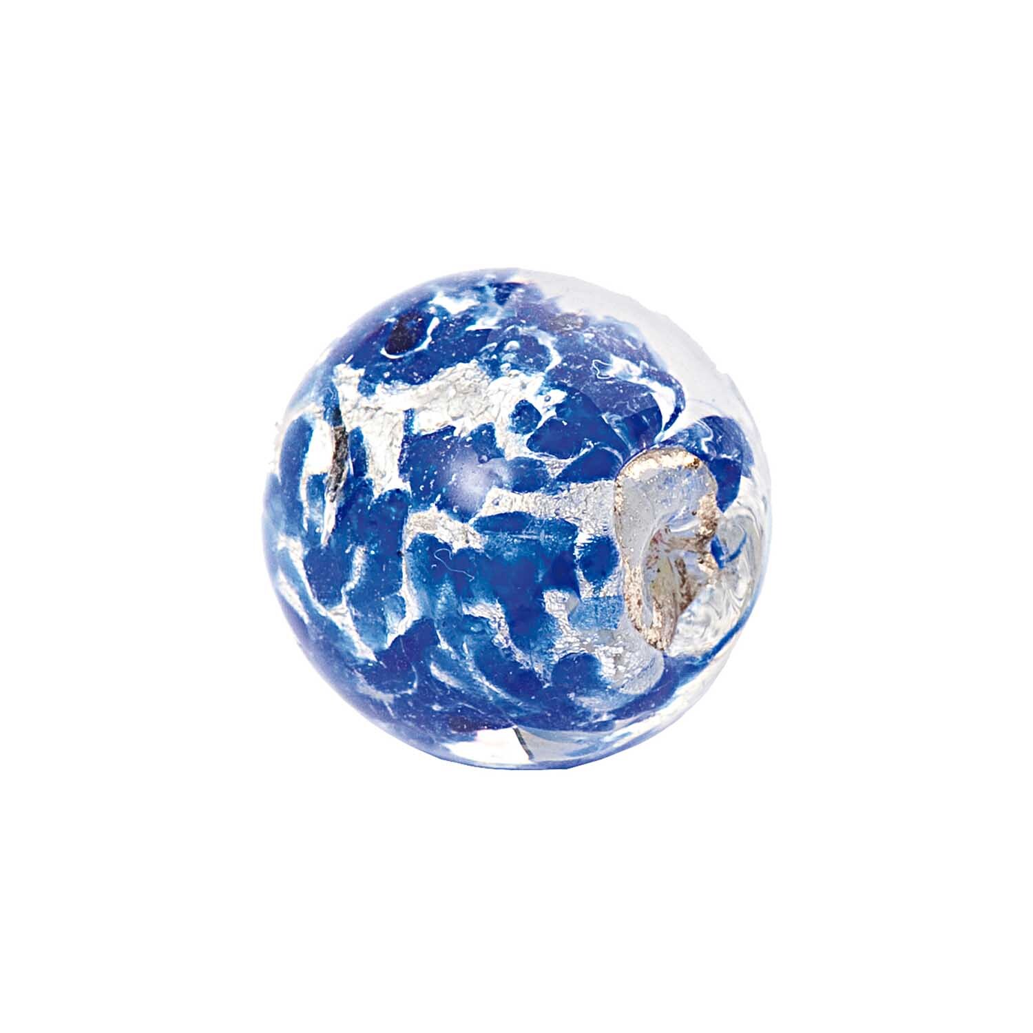 Kugel blau-weiß 14mm Glas 2 Stück