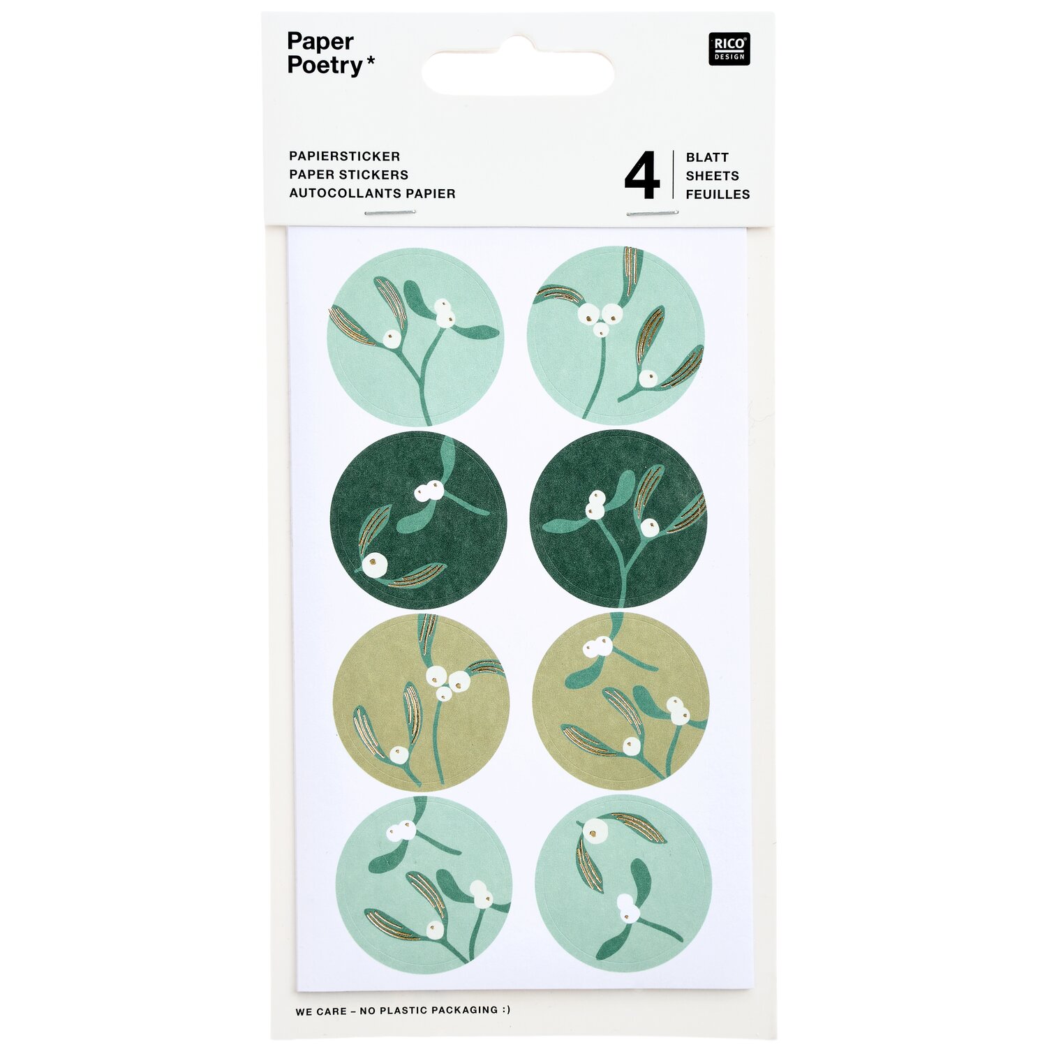 Paper Poetry Papiersticker Advent Mistelzweige 4 Bögen von Rico Design