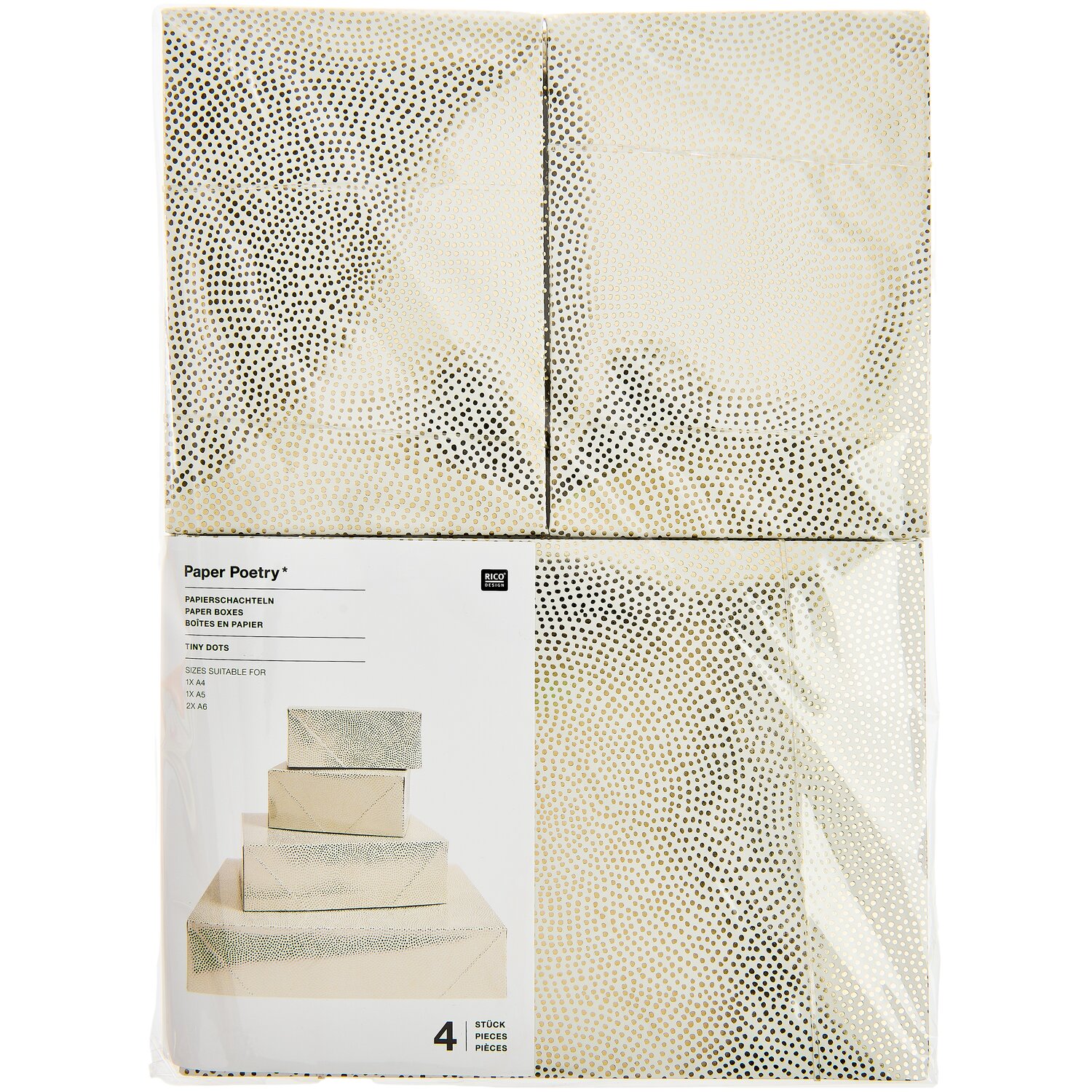 Paper Poetry Papierschachtel Set Advent Pünktchen Gold 4 Stück von Rico Design