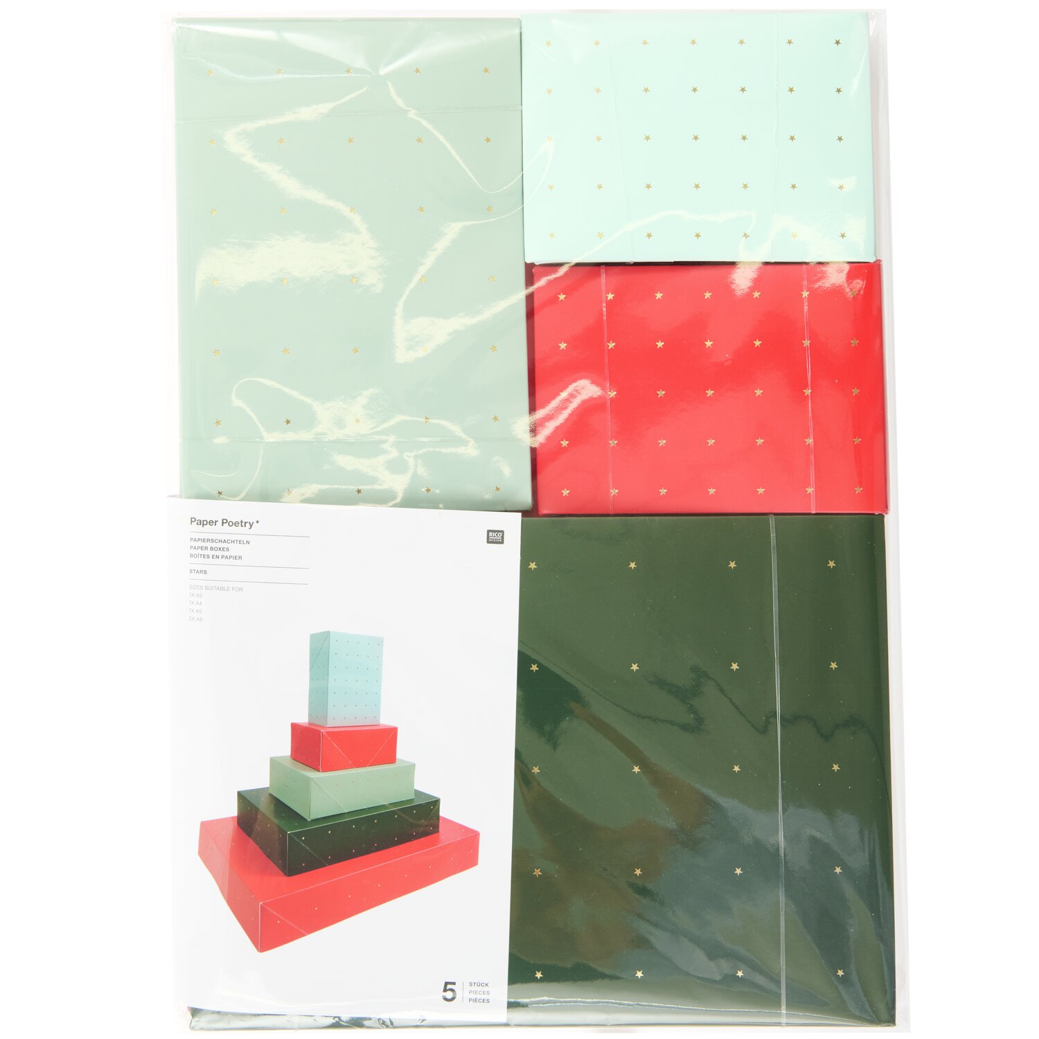 Paper Poetry Papierschachtel Sterne Set Mix 5-teilig von Rico Design