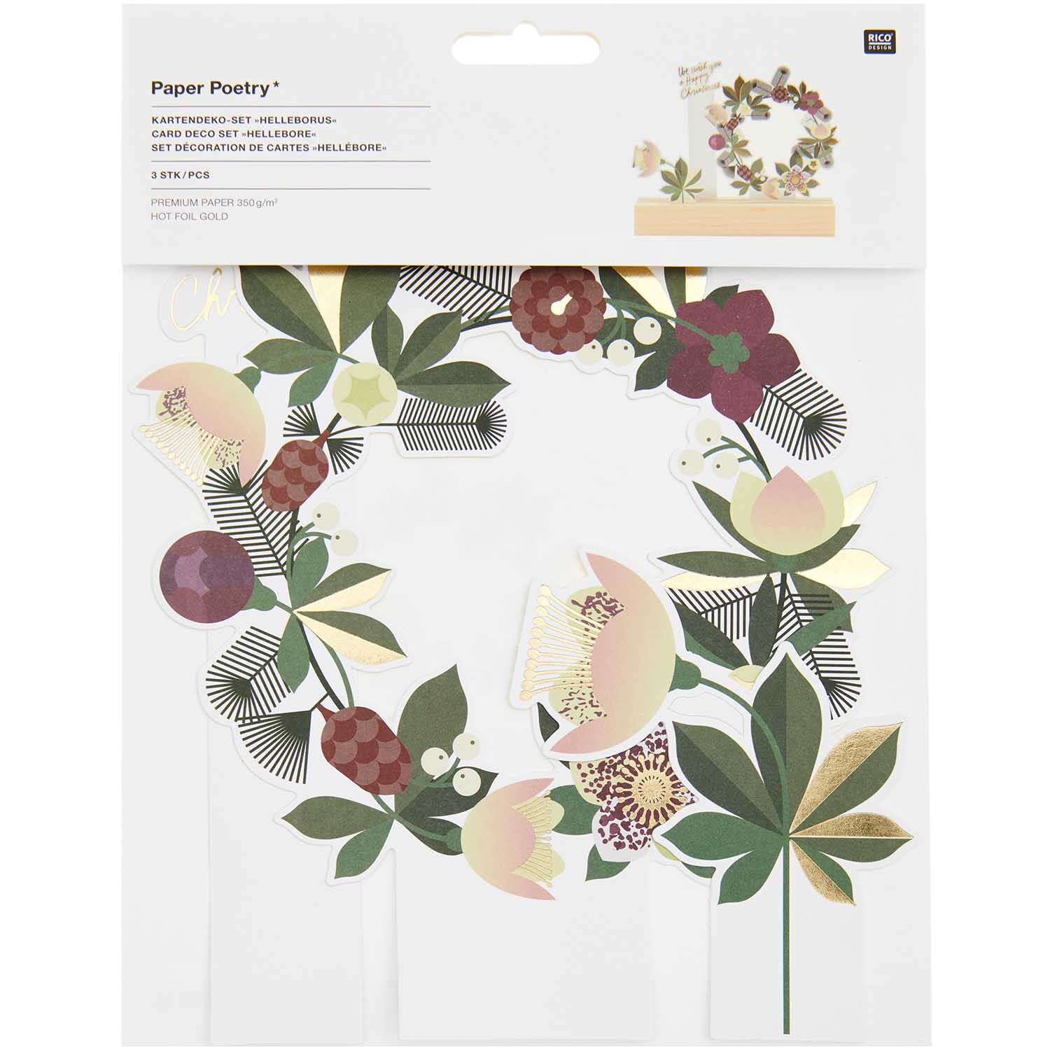 Paper Poetry Kartendeko-Set Helleborus 3 Stück 350g/m2 Paper Poetry Kartendeko-Set Helleborus 3 Stück 350g/m2