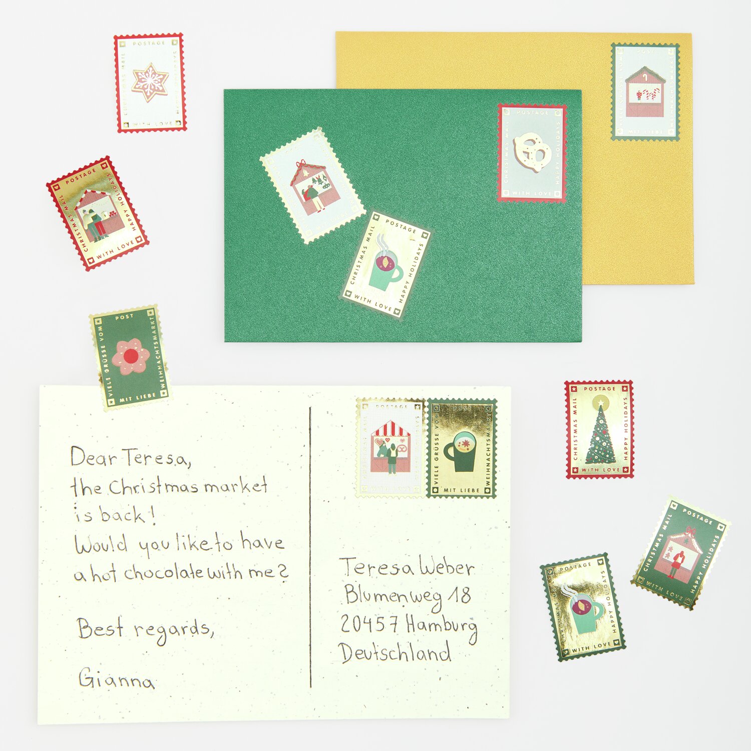 Paper Poetry Mini-Sticker Weihnachtsmarkt Briefmarken 120-teilig von Rico Design