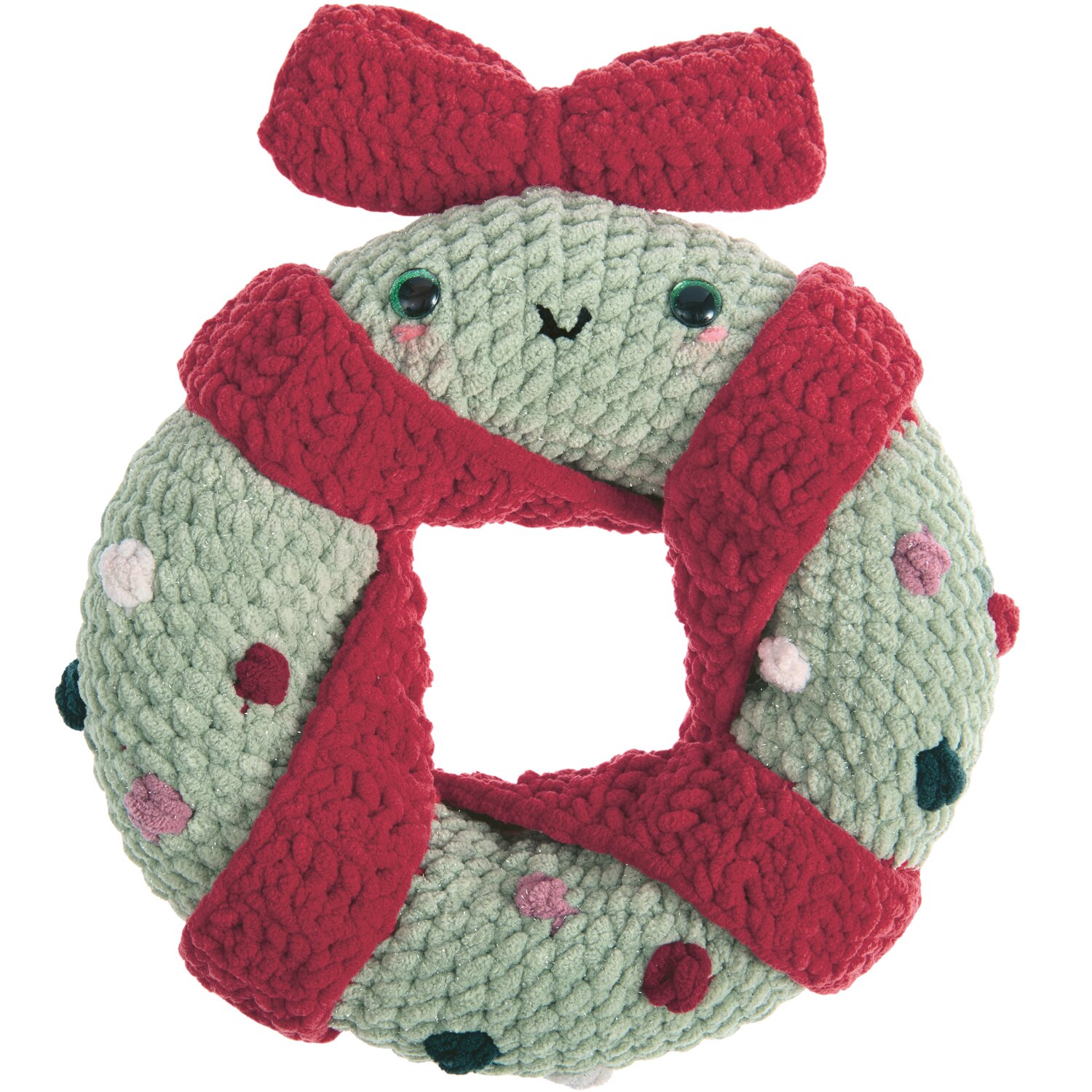 Creative Chenillove Sparkle 100g 110m Farbe Beere von Rico Design Creative Chenillove Sparkle: Weicher Kranz in Salbei mit roten Akzenten und Schleife, ideal für festliche Dekorationen.