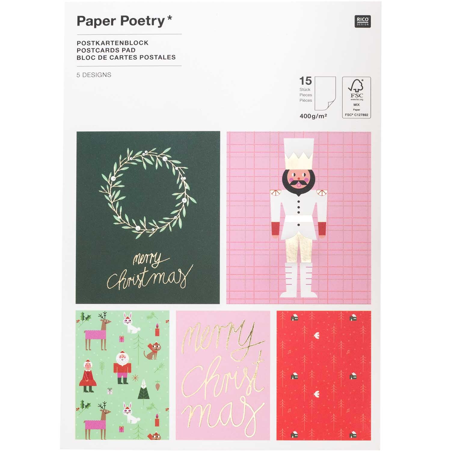 Paper Poetry Postkartenblock Christmas is in the air 15 Stück