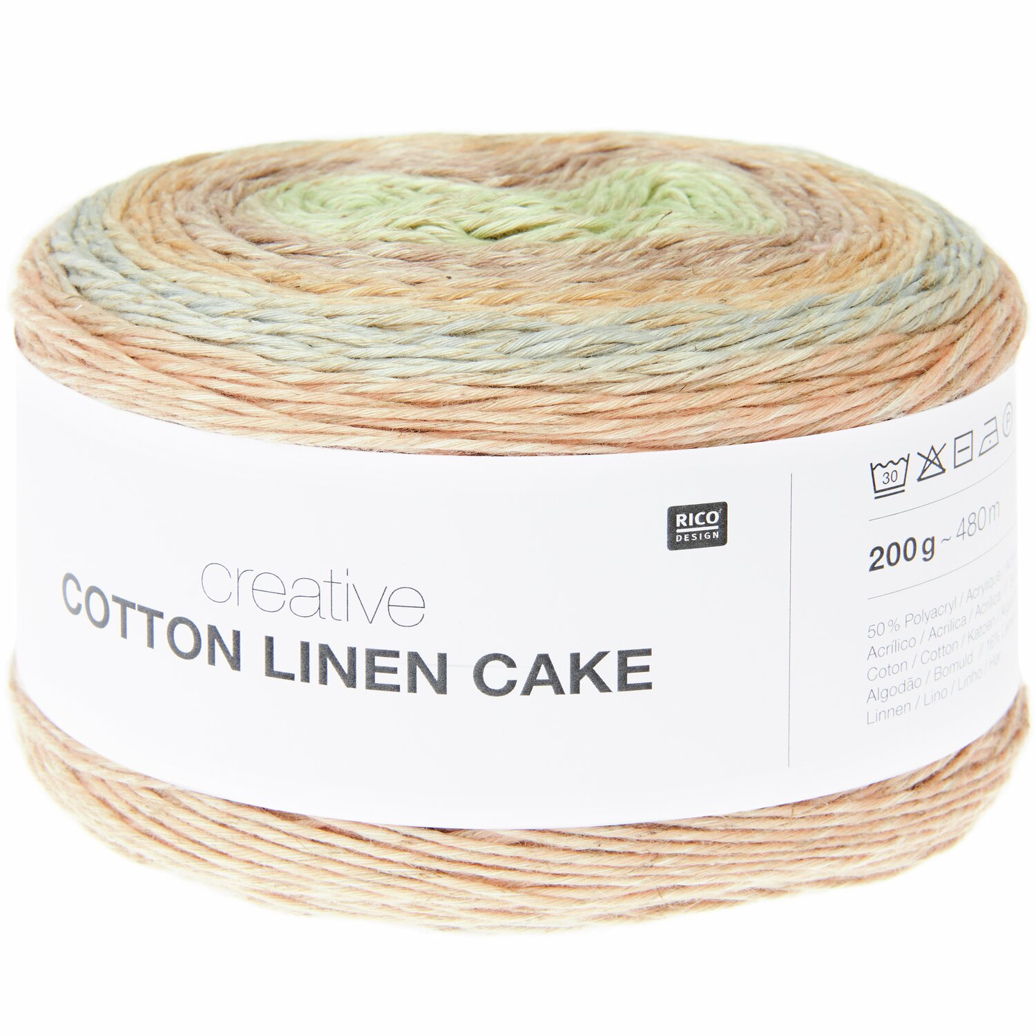 Creative Cotton Linen Cake 200g 480m Farbe Pastel Shades von Rico Design