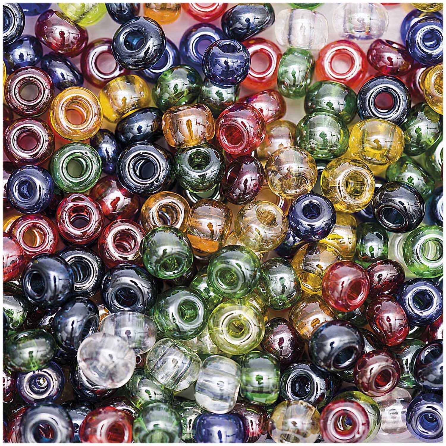 Glasperlen transparent multicolor 6x4mm