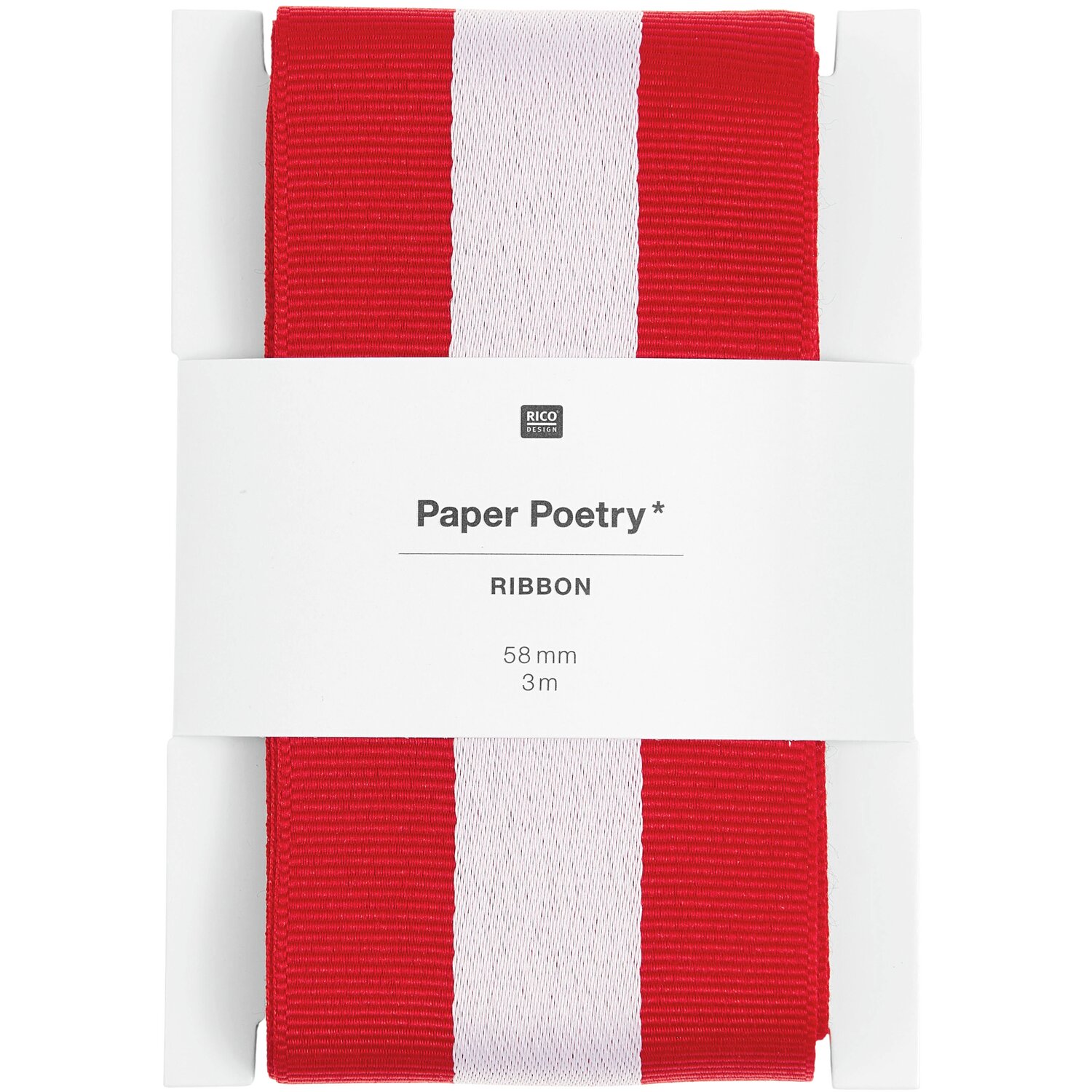 Paper Poetry Webband Duo Streifen Rot/Weiß 58mmx3m von Rico Design
