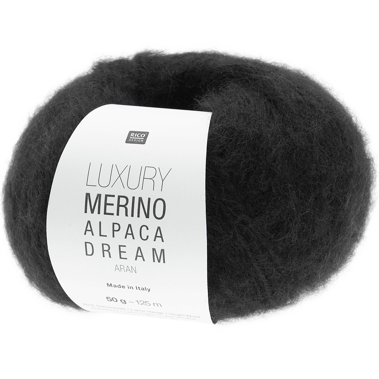 Luxury Merino Alpaca Dream aran 50g 125m Farbe Schwarz von Rico Design Luxury Merino Alpaca Dream aran 50g 125m Farbe Schwarz von Rico Design