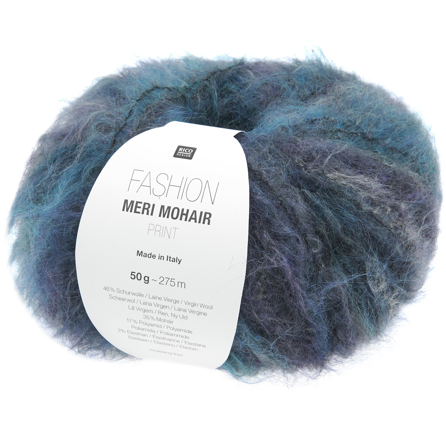 Fashion Meri Mohair Print 50g 275m Farbe Blue Violets von Rico Design