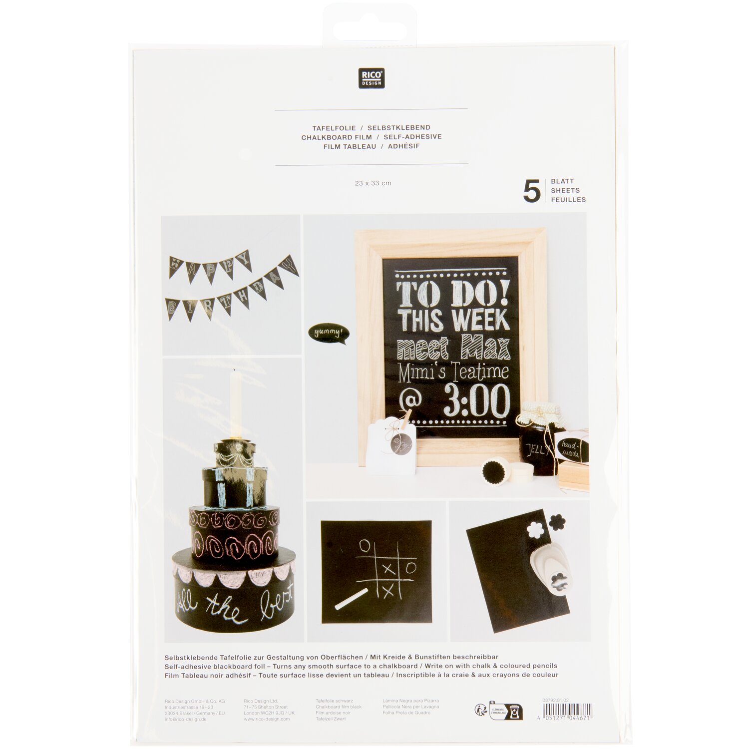 Paper Poetry Tafelfolie schwarz 23x33cm 5 Bogen von Rico Design