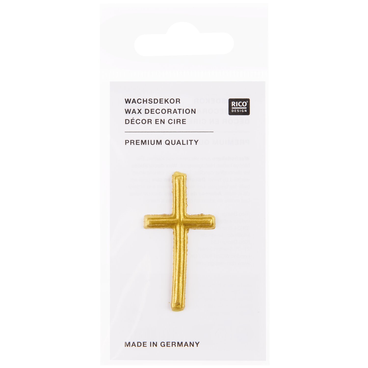Wachsdekor Kreuz klein Farbe gold von Rico Design
