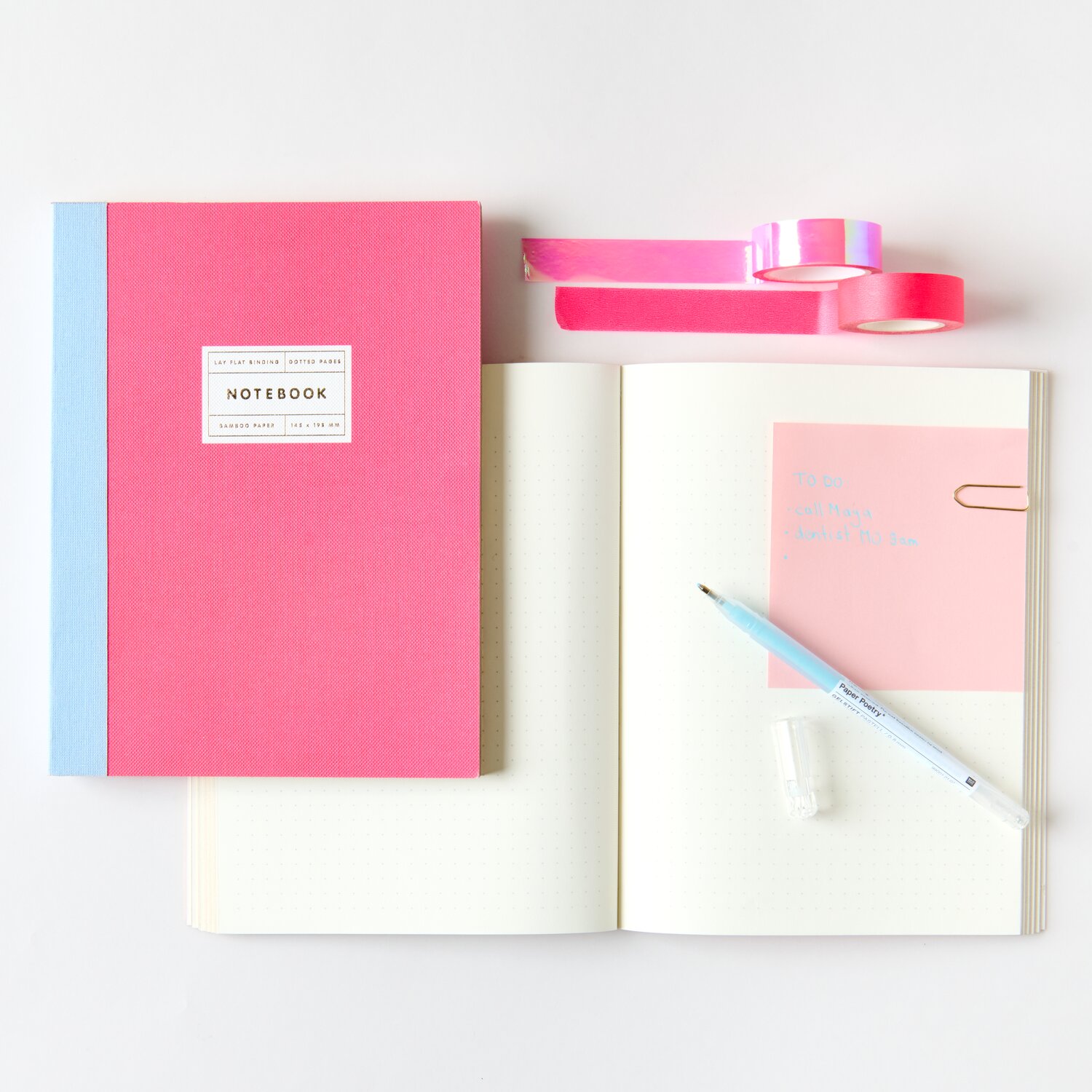 Paper Poetry Notizbuch S  Goldrand Farbe Neonpink von Rico Design