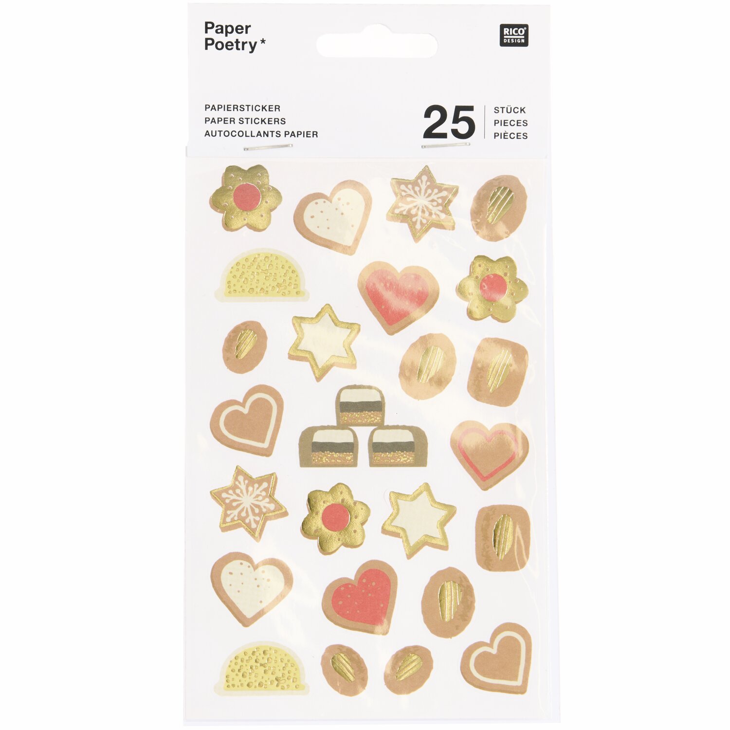 Paper Poetry Papiersticker Cookies 3 Bögen von Rico Design