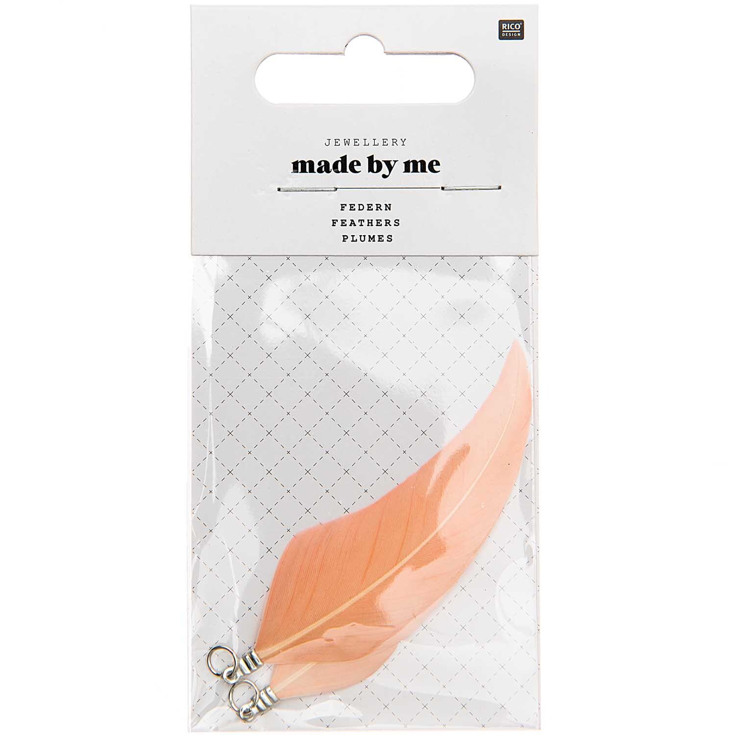 Federn mit Öse 2 Stück Farbe Pebble von Rico Design