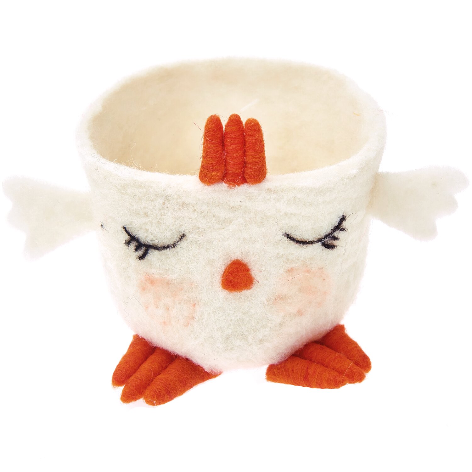 Filzschale Küken 11,5x9cm von Rico Design in Weiß mit niedlichen Details in Orange. Ideal für Dekorationen.