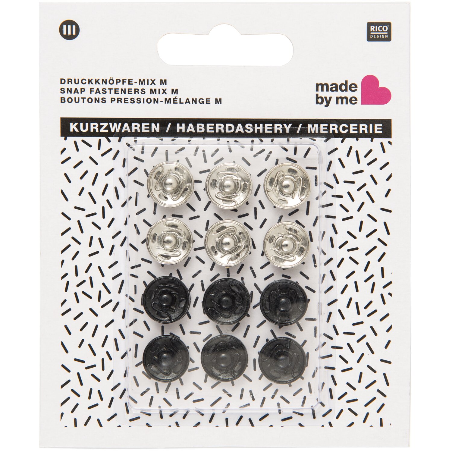 Druckknopf Mix silber-schwarz 12mm 12 Stück von Rico Design