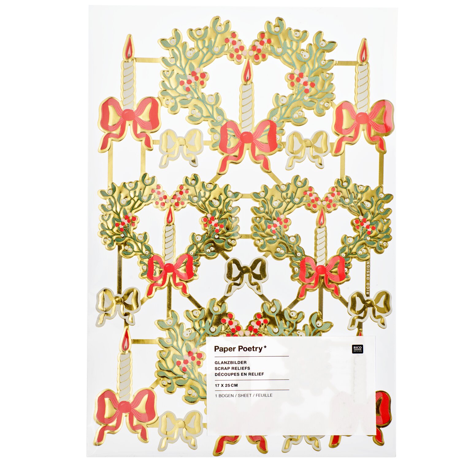 Paper Poetry Glanzbilder Advent Herzen 1 Bogen von Rico Design