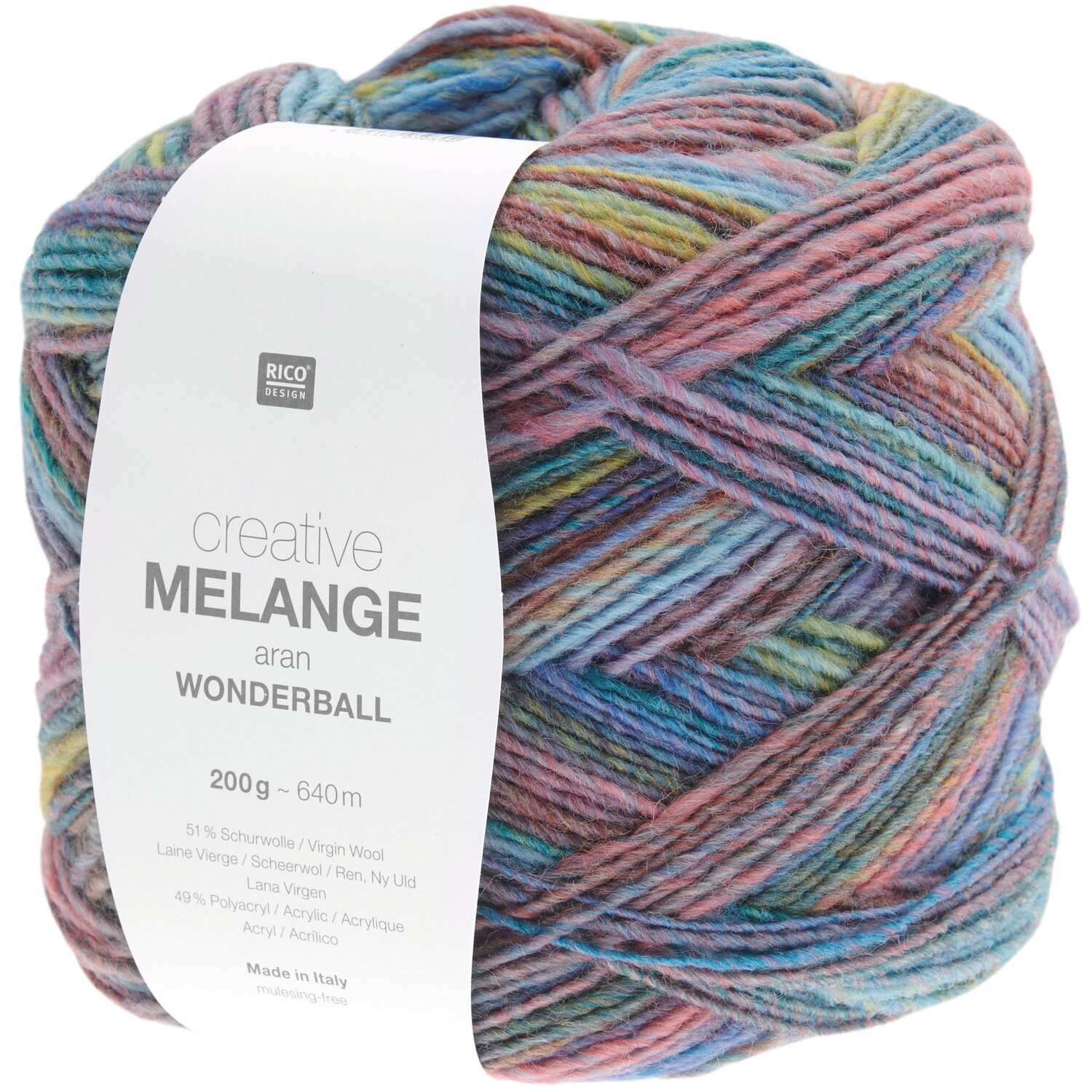 Creative Melange aran Wonderball Creative Melange aran Wonderball: Bunter Wollknäuel von Rico Design, 200g, 640m, ideal für Strickprojekte.