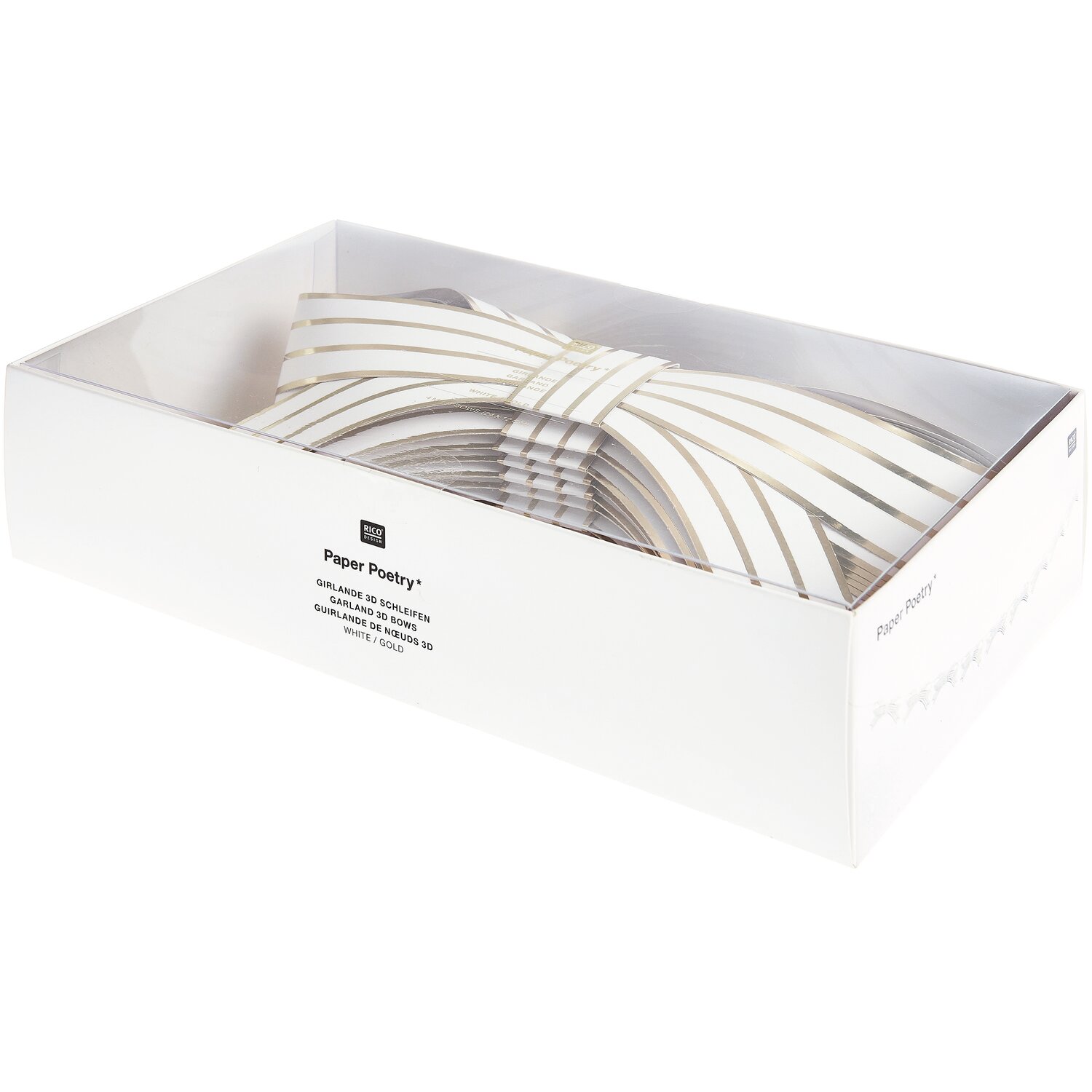 Paper Poetry Girlande 3D Schleifen Farbe Weiß/Gold von Rico Design