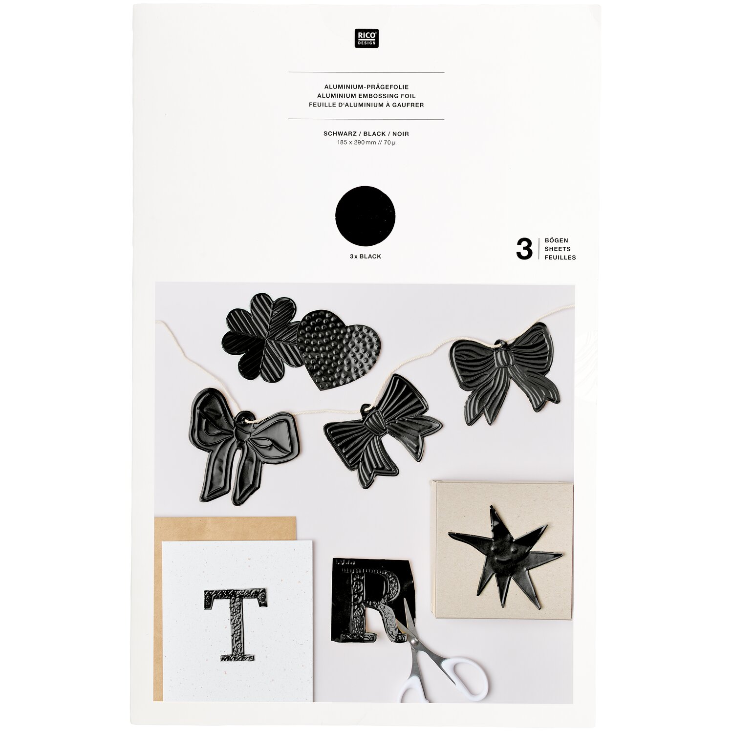 Prägefolie 3 Stück Farbe Schwarz von Rico Design