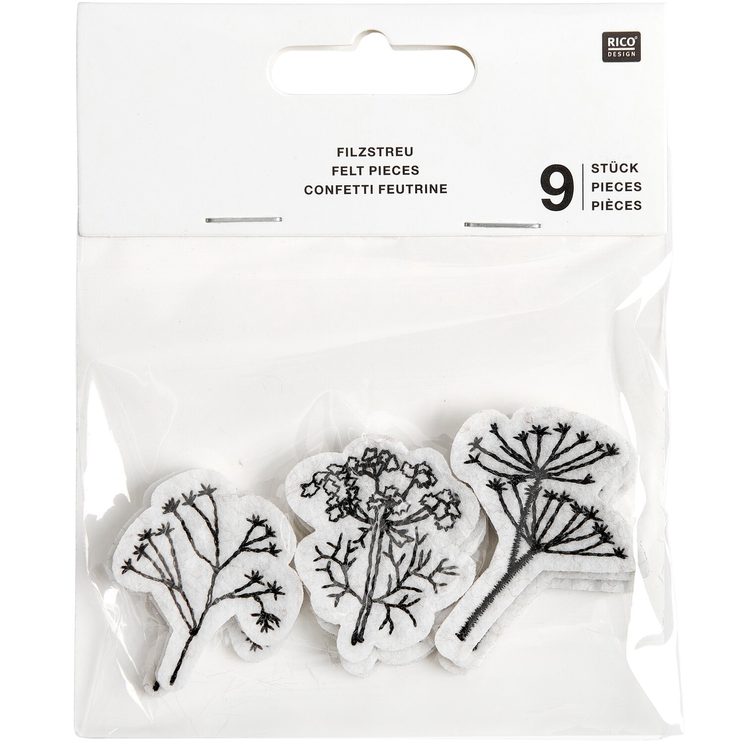 Filzstreu Blumen Schwarz von Rico Design