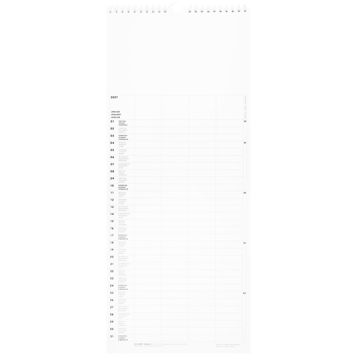 Paper Poetry Familienplaner 2027 20x48cm von Rico Design
