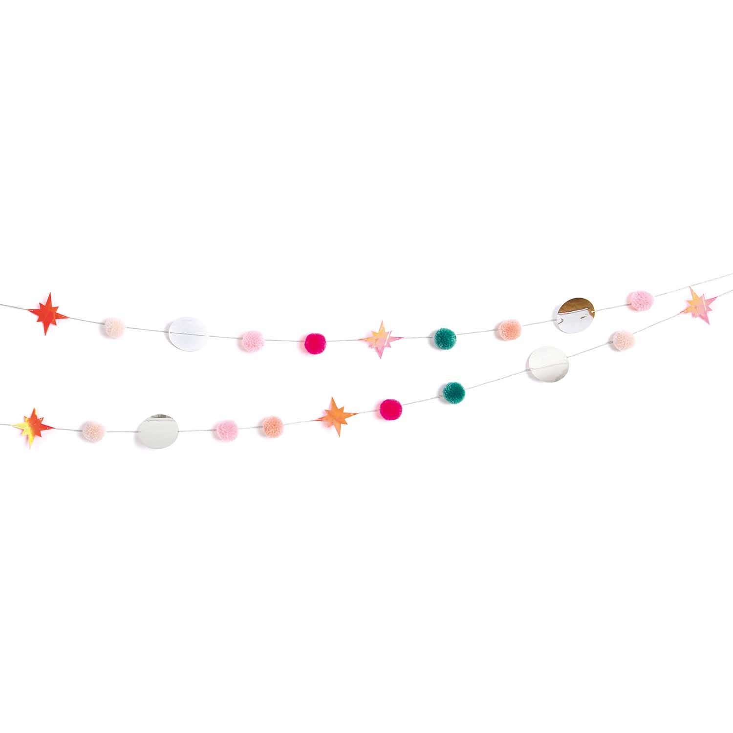 Garnpompon-Girlande pink-pastell 2,2m