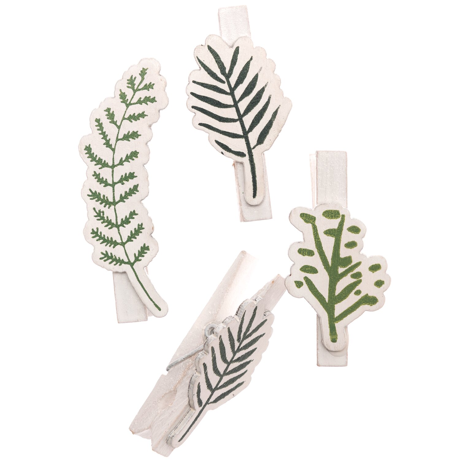 Dekoklammern Blätter Mix 4 Stück: Vier mehrfarbige Klammern mit Blattmotiven von Rico Design.