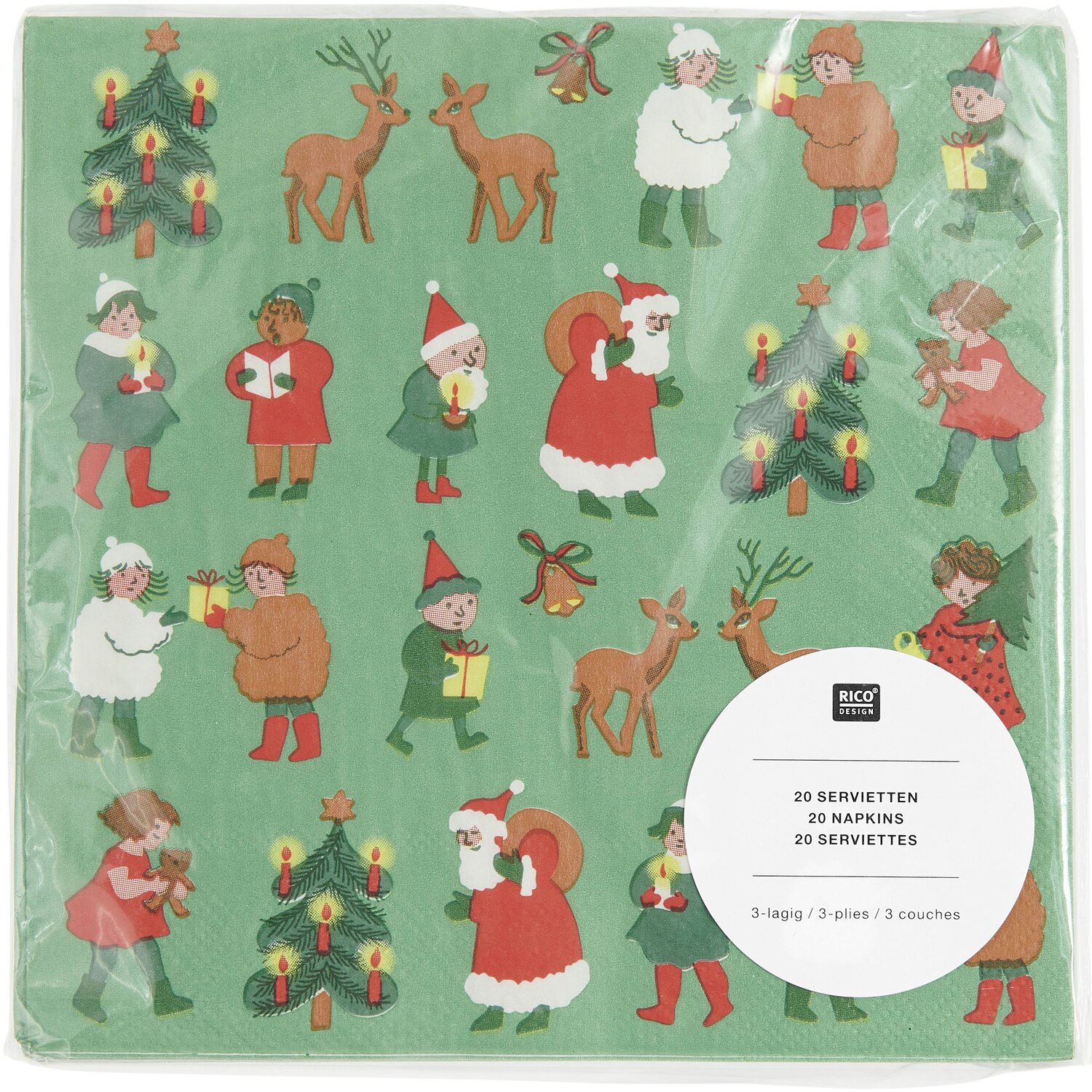 Servietten Weihnachtsfiguren 20 Stück 33x33cm von Rico Design