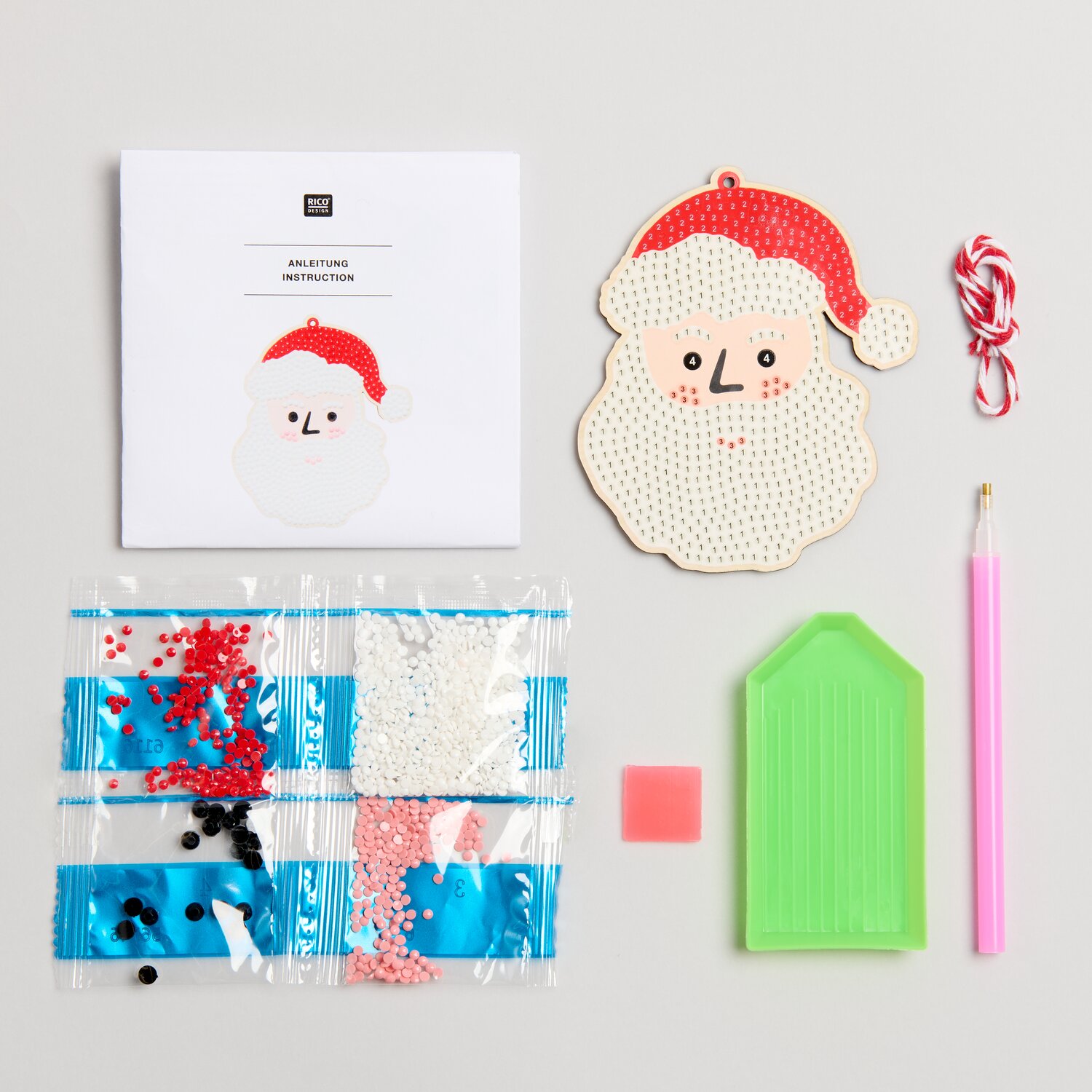 Diamond Painting DIY-Set Anhänger Weihnachtsmann 9-teilig von Rico Design