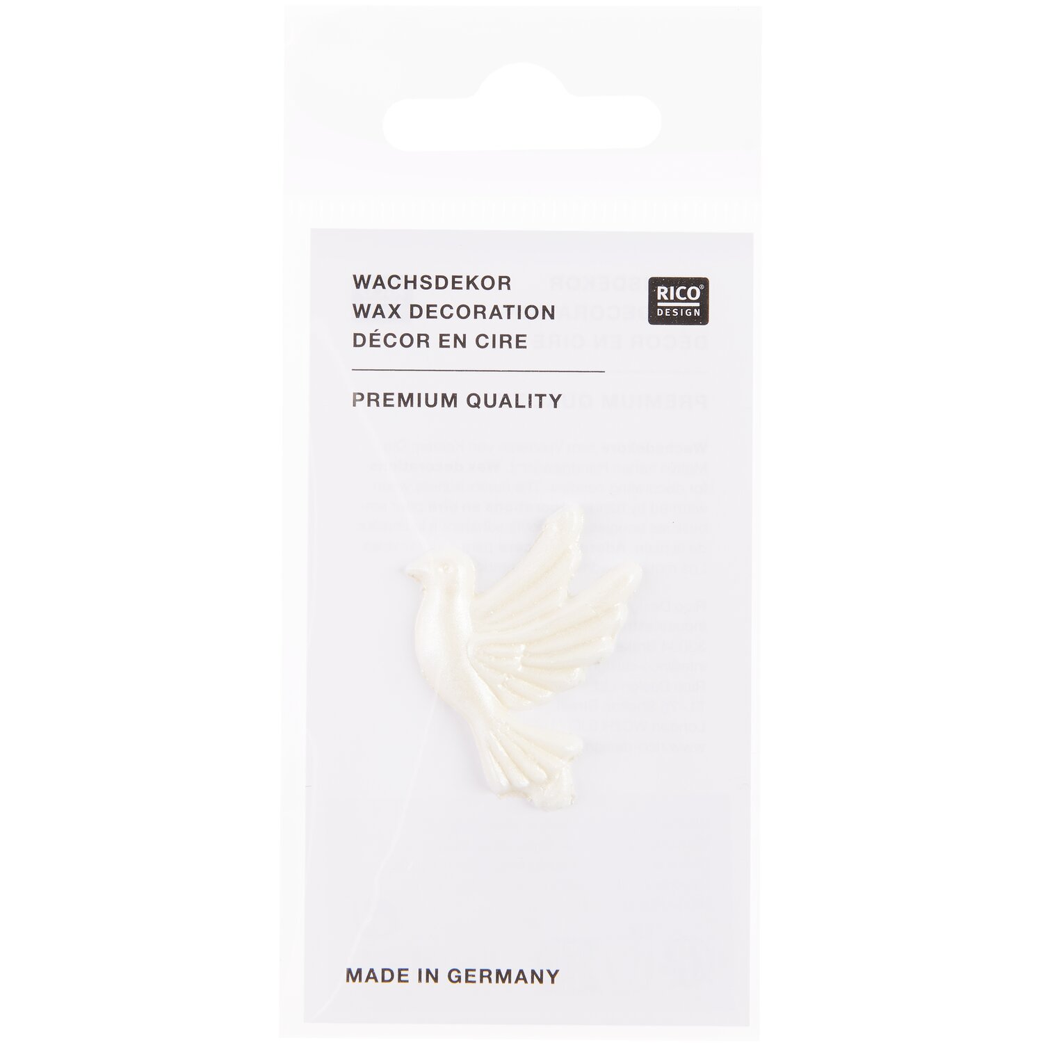 Wachsdekor Taube Weiß Perlmutt Farbe Rechts fliegend von Rico Design