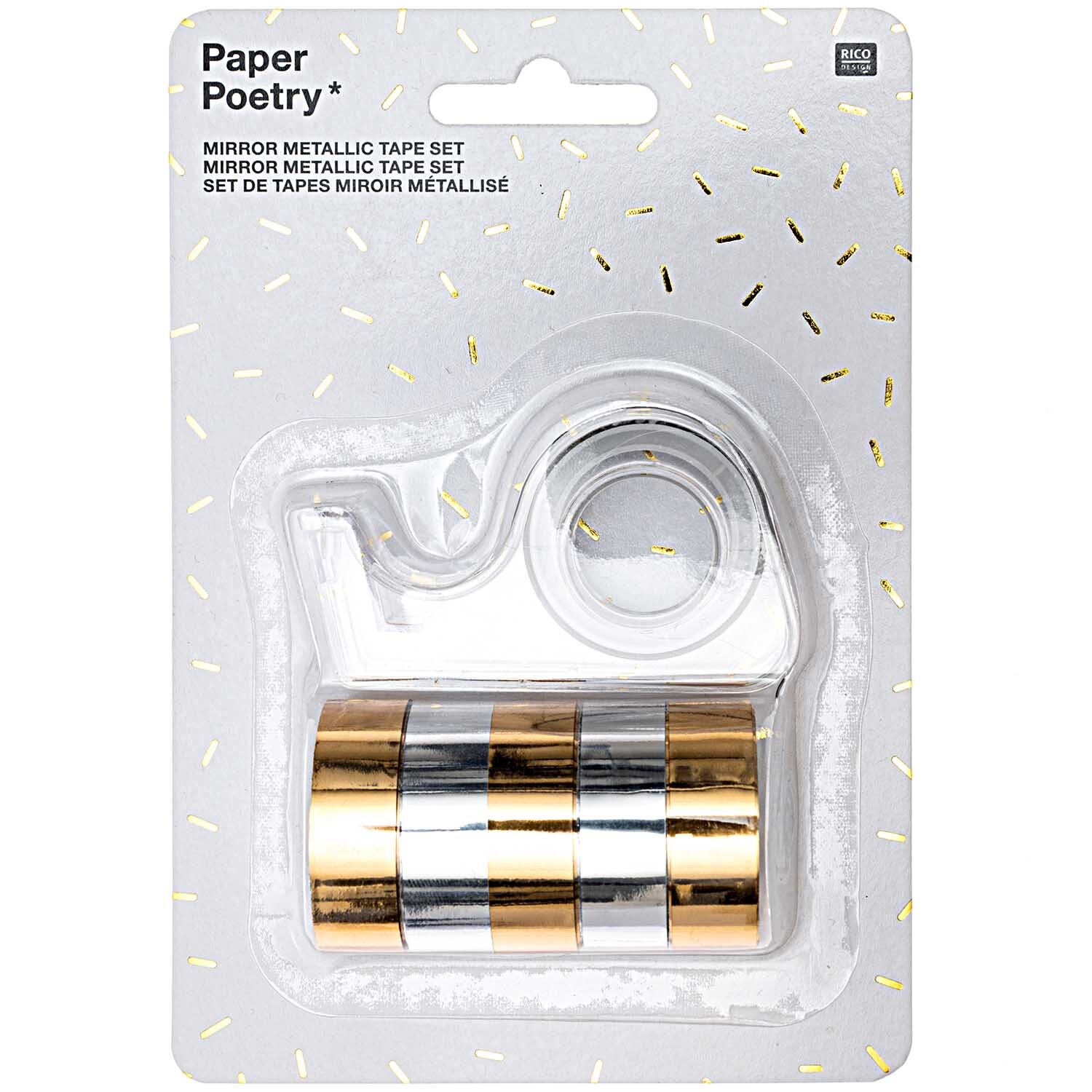 Paper Poetry Mirror Metallic Tape Set gold-silber 12mm 1,8m