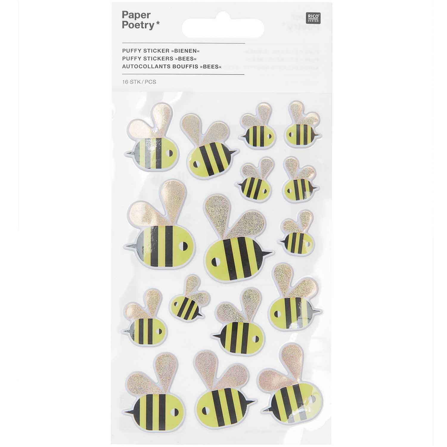 Paper Poetry 3D-Sticker Bienen 16 Stück Paper Poetry 3D-Sticker Bienen 16 Stück
