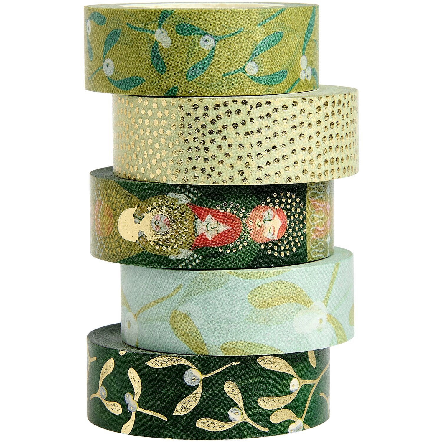 Tape Set Advent Mistelzweige 5 Stück 1,5cmx10m von Rico Design