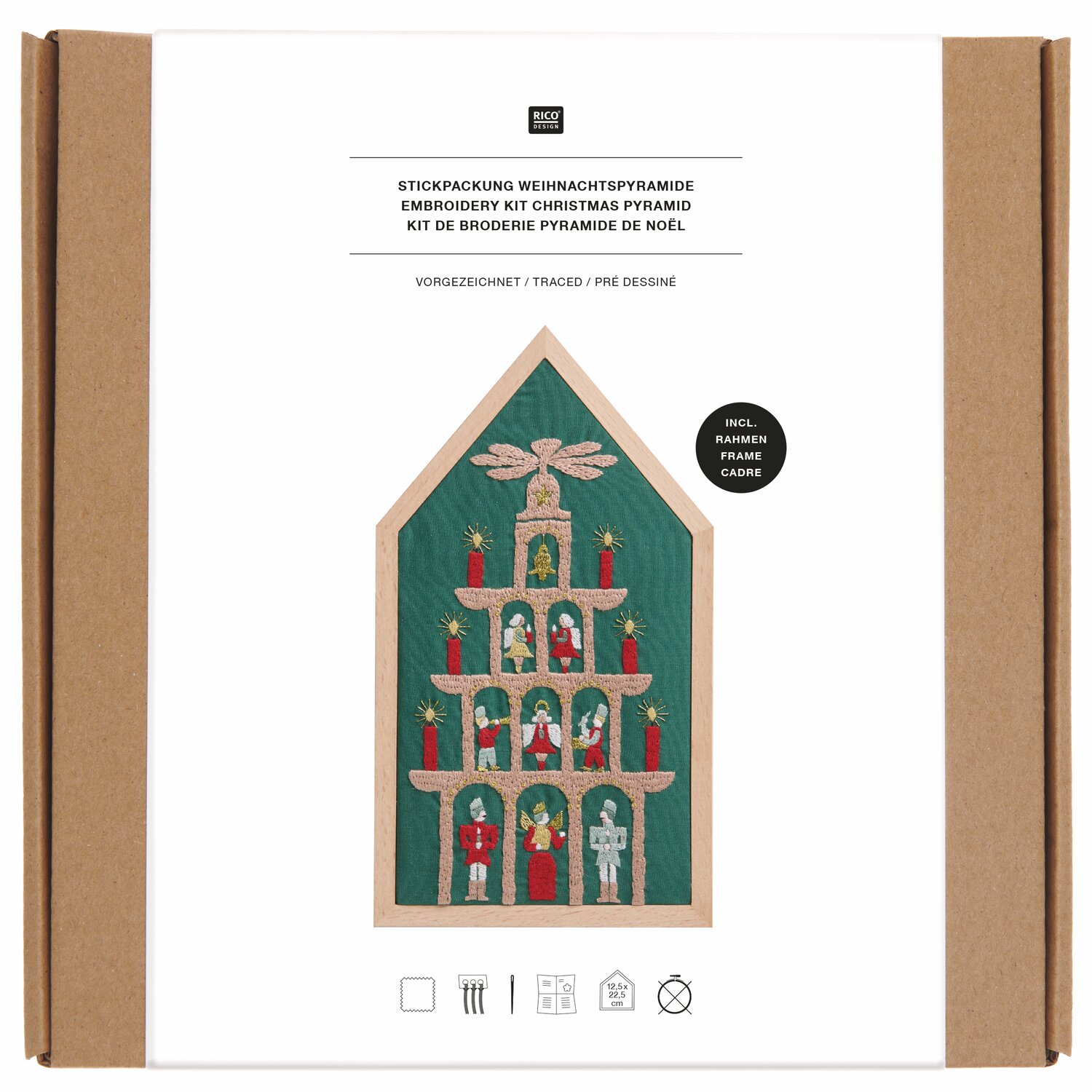 Stickpackung Pyramide vorgezeichnet 12,5x22,5cm von Rico Design