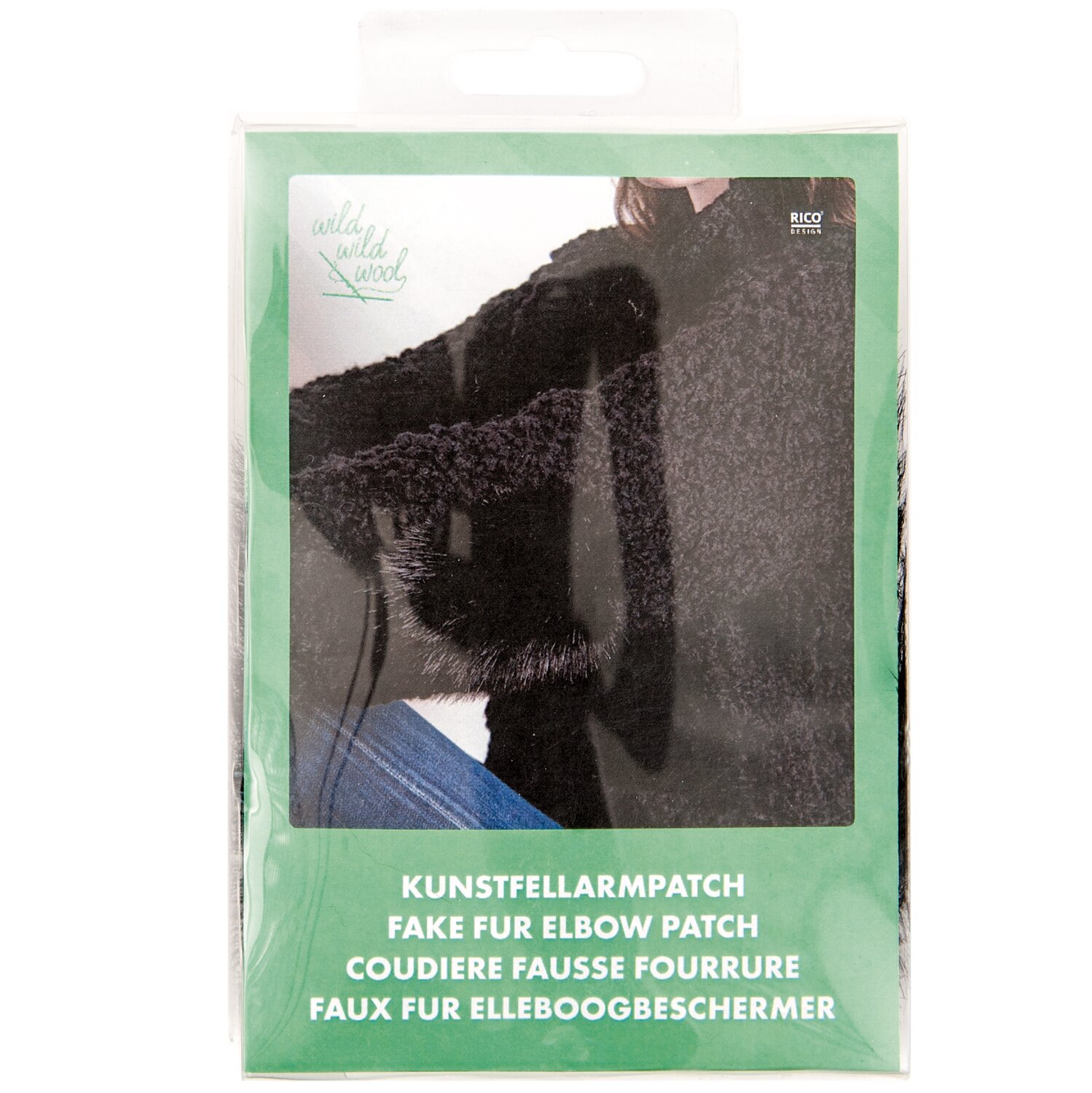 Kunstfellarmpatch schwarz 2 Stück von Rico Design