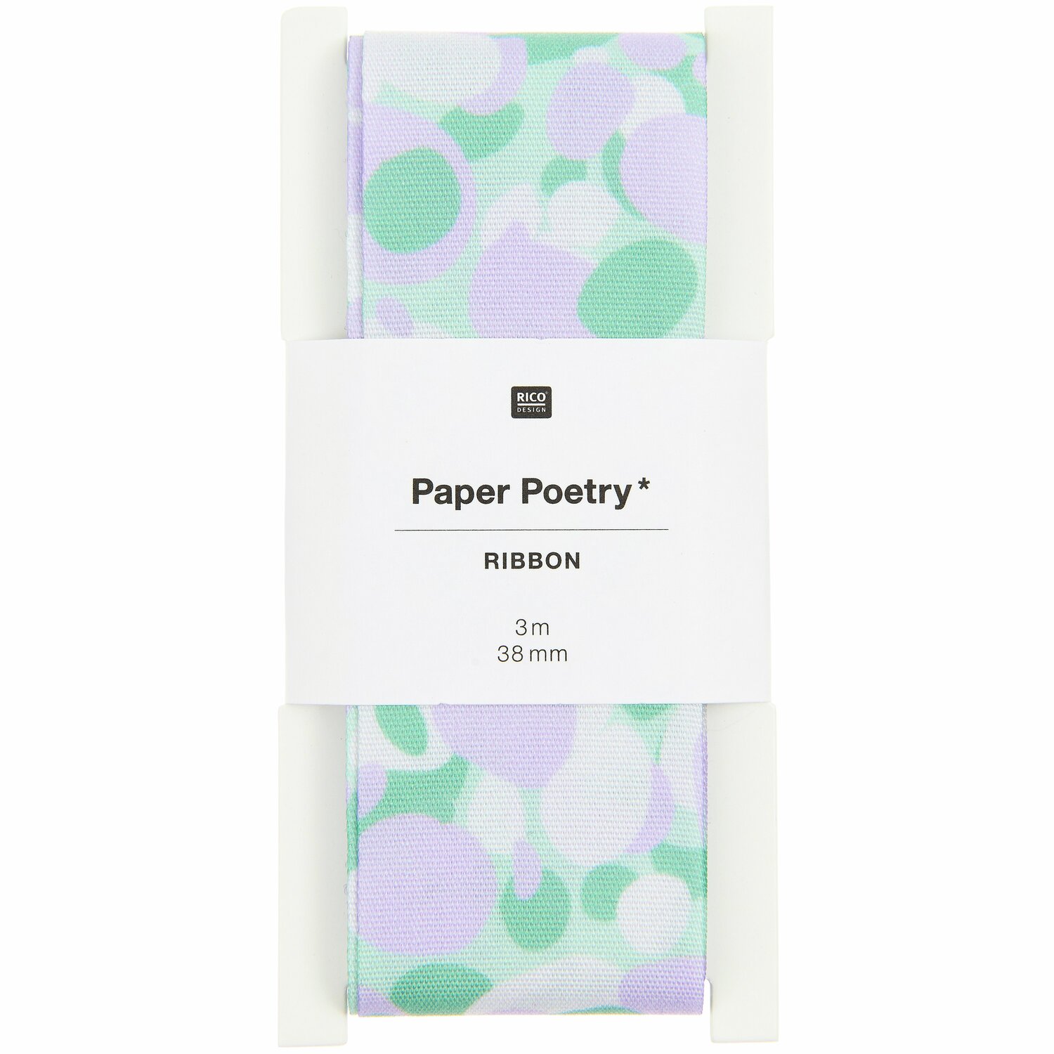 Paper Poetry Taftband Marmorierung, 38mmx3m, grün-lila Muster, ideal für kreative Projekte.