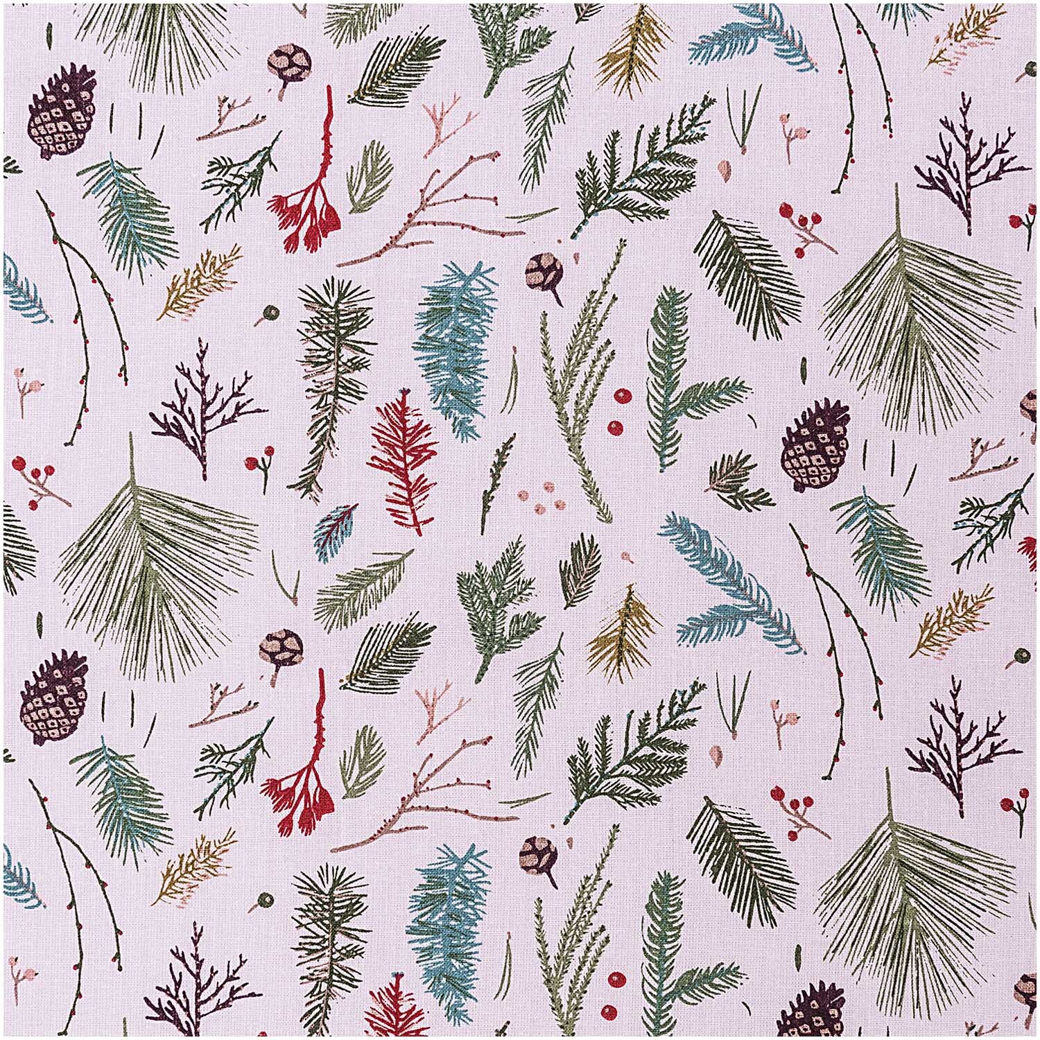 Druckstoff Nostalgic Christmas Zweige rosa 50x140cm Druckstoff Nostalgic Christmas Zweige rosa 50x140cm