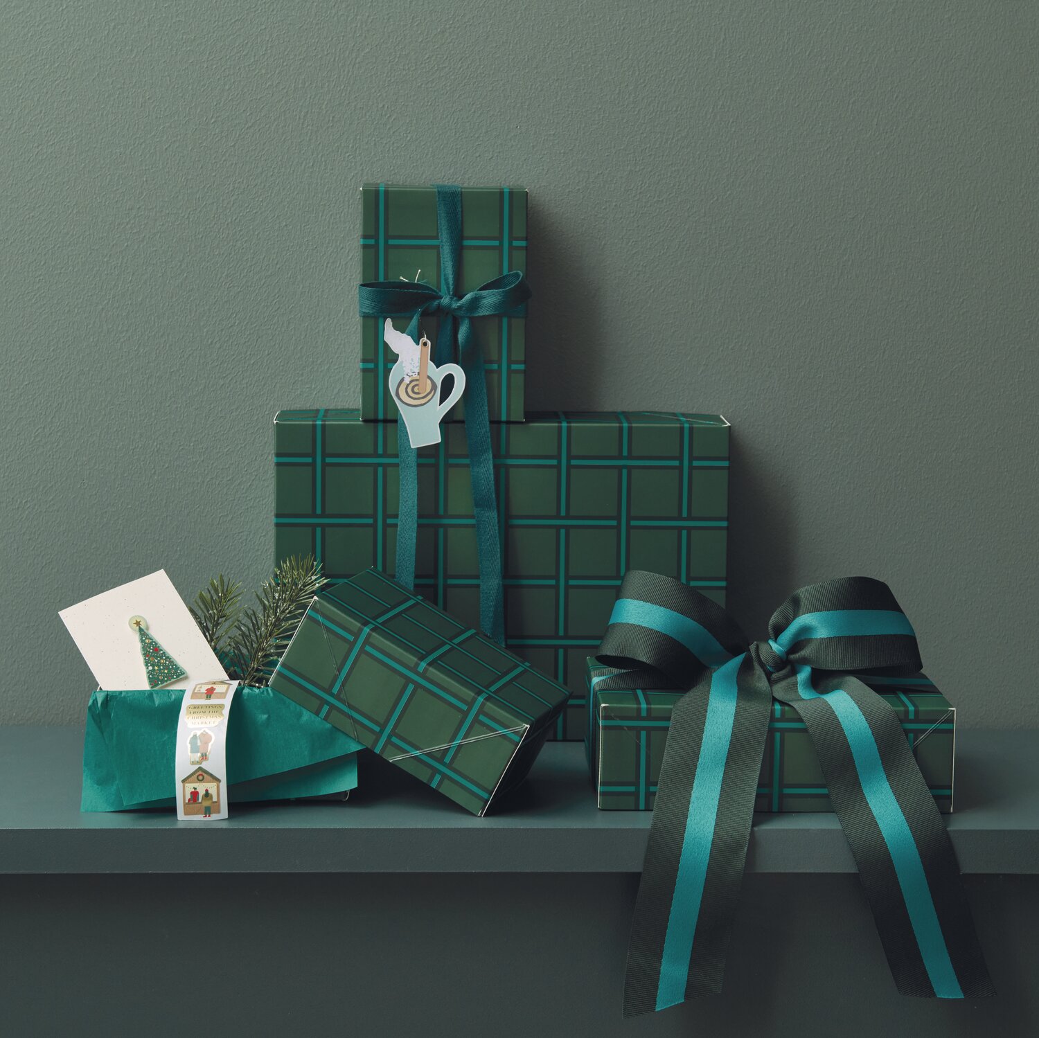 Paper Poetry Papierschachtel Set Raster 4-teilig Farbe Grün von Rico Design