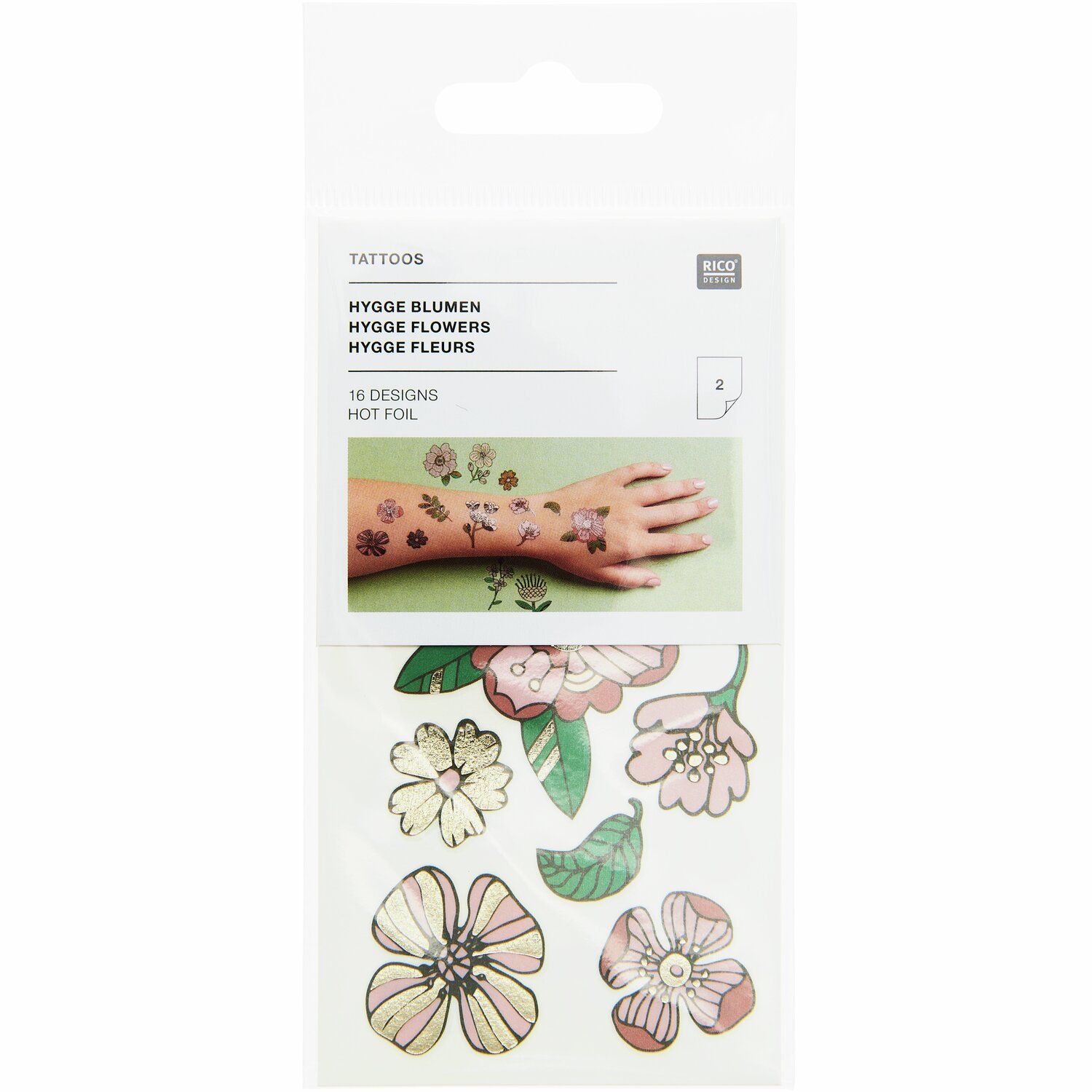 Tattoos Hygge Blumen 16-teilig von Rico Design