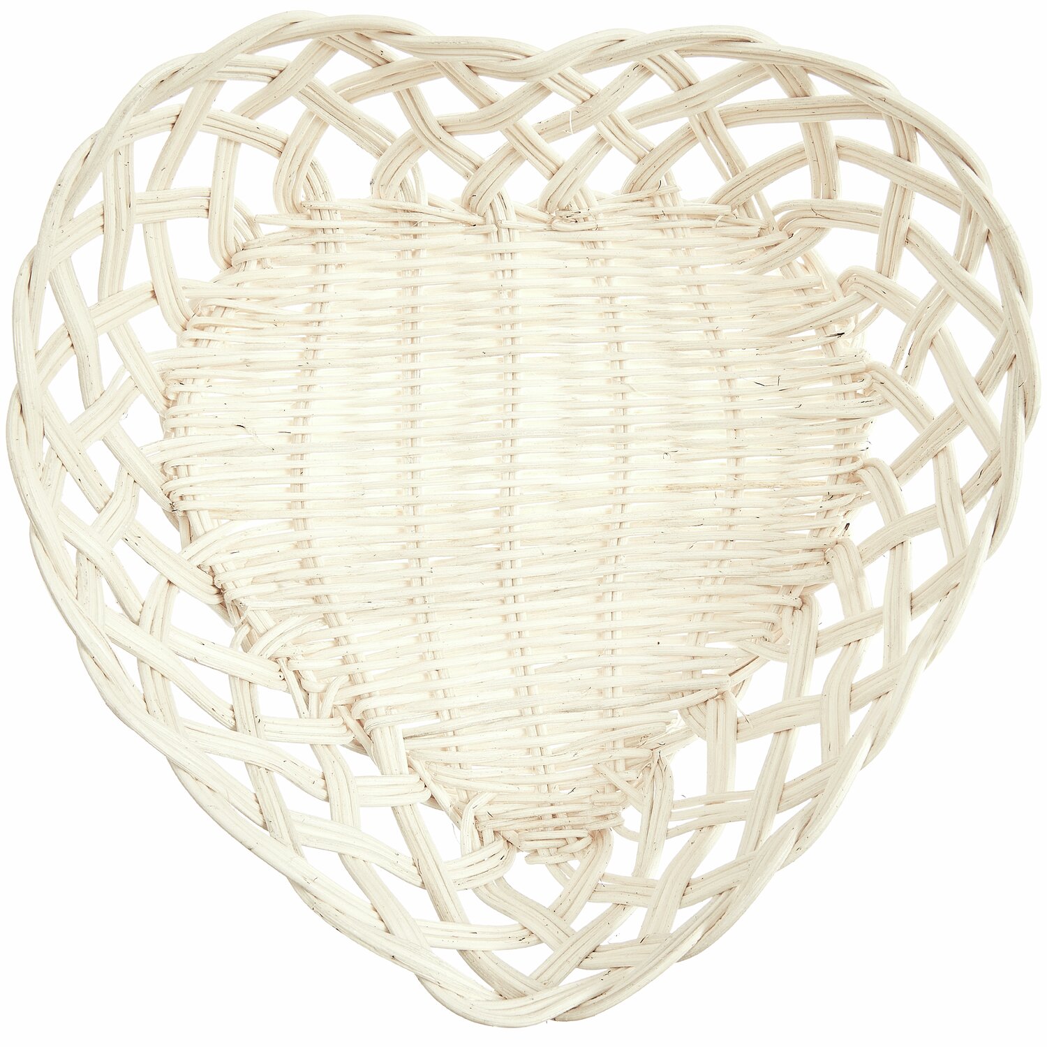 Rattan Korb Herzform Weiß, dekorativer Korb aus geflochtenem Material, ideal für Wohnaccessoires. Maße: 9x26x27cm.