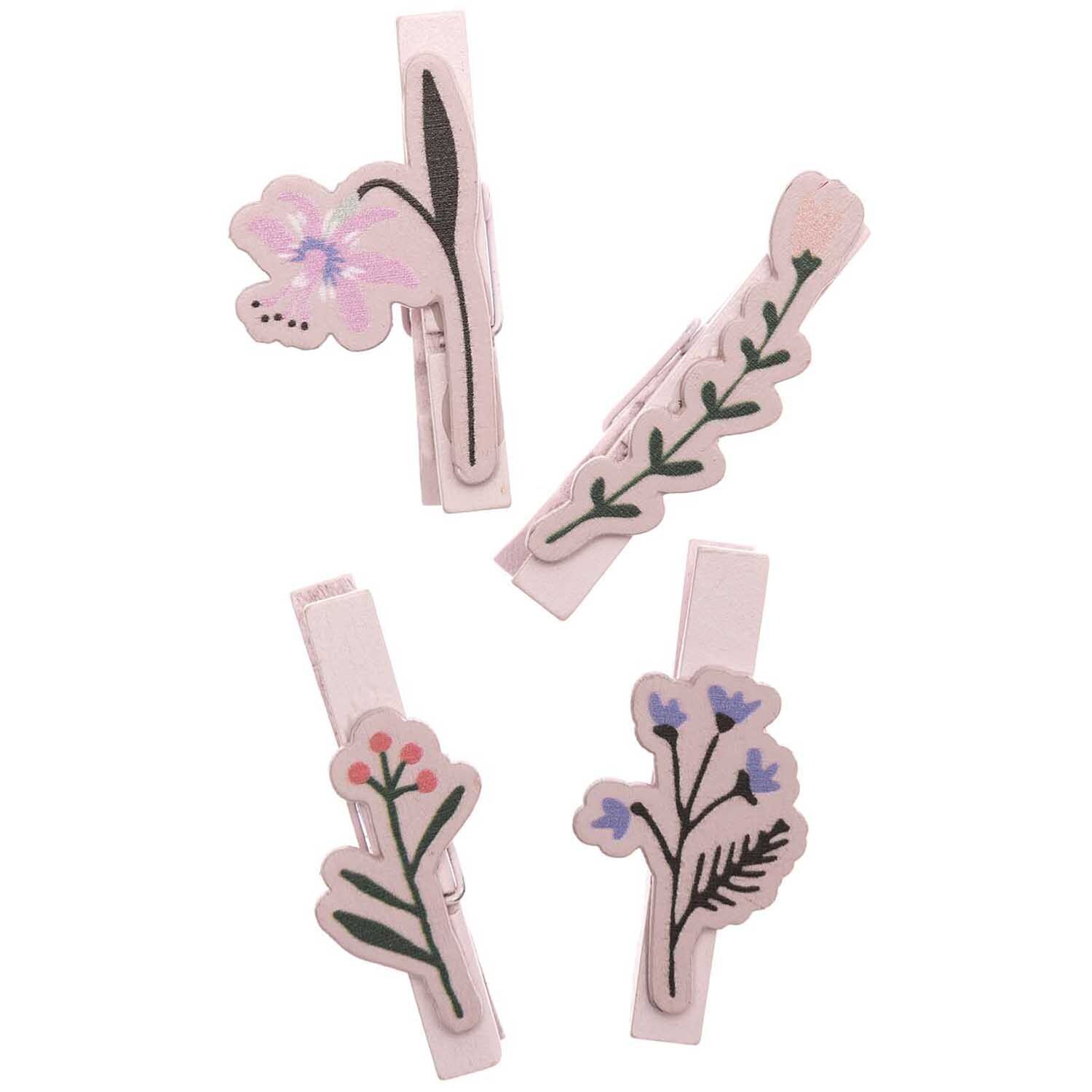 Dekoklammern Blumen Mix rose 4 Stück