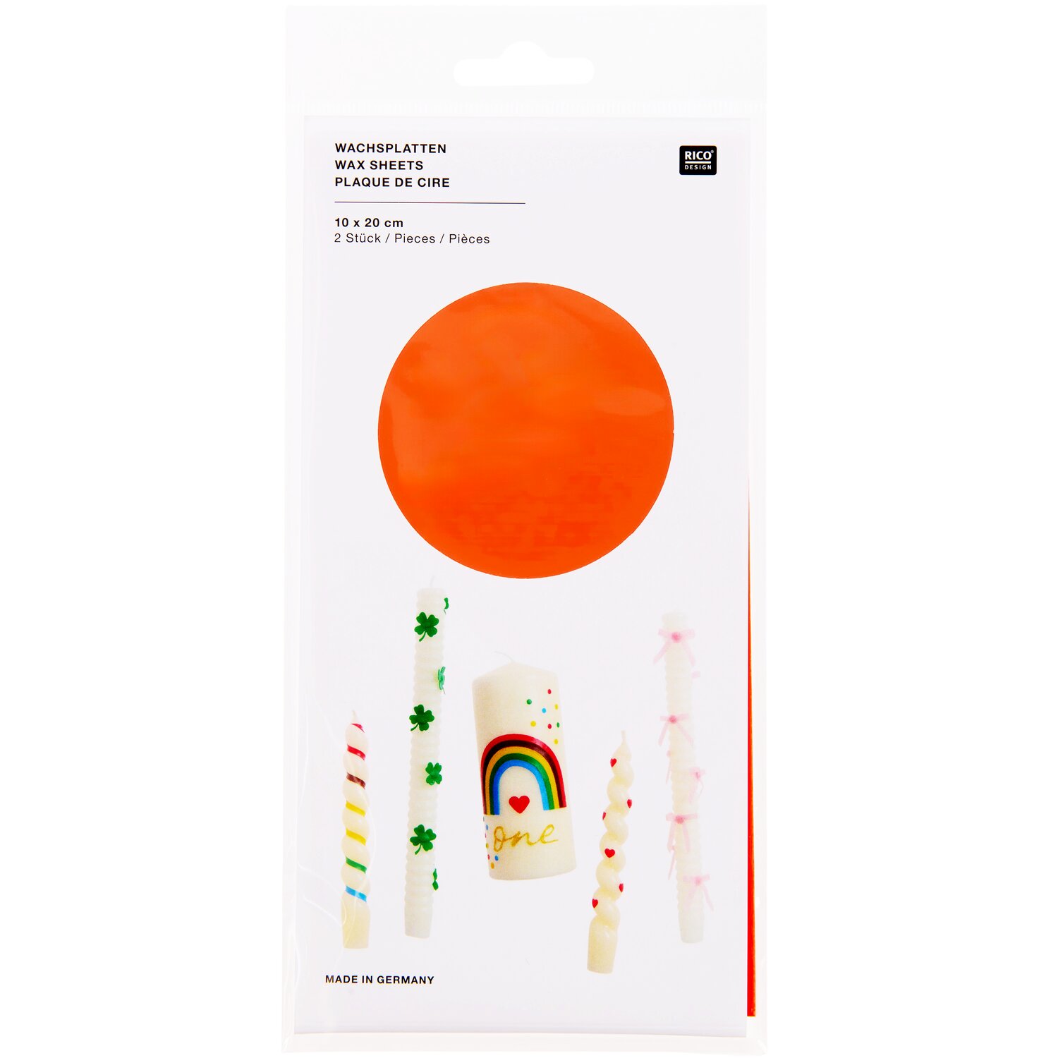 Wachsplatte 24x11cm Farbe Orange von Rico Design